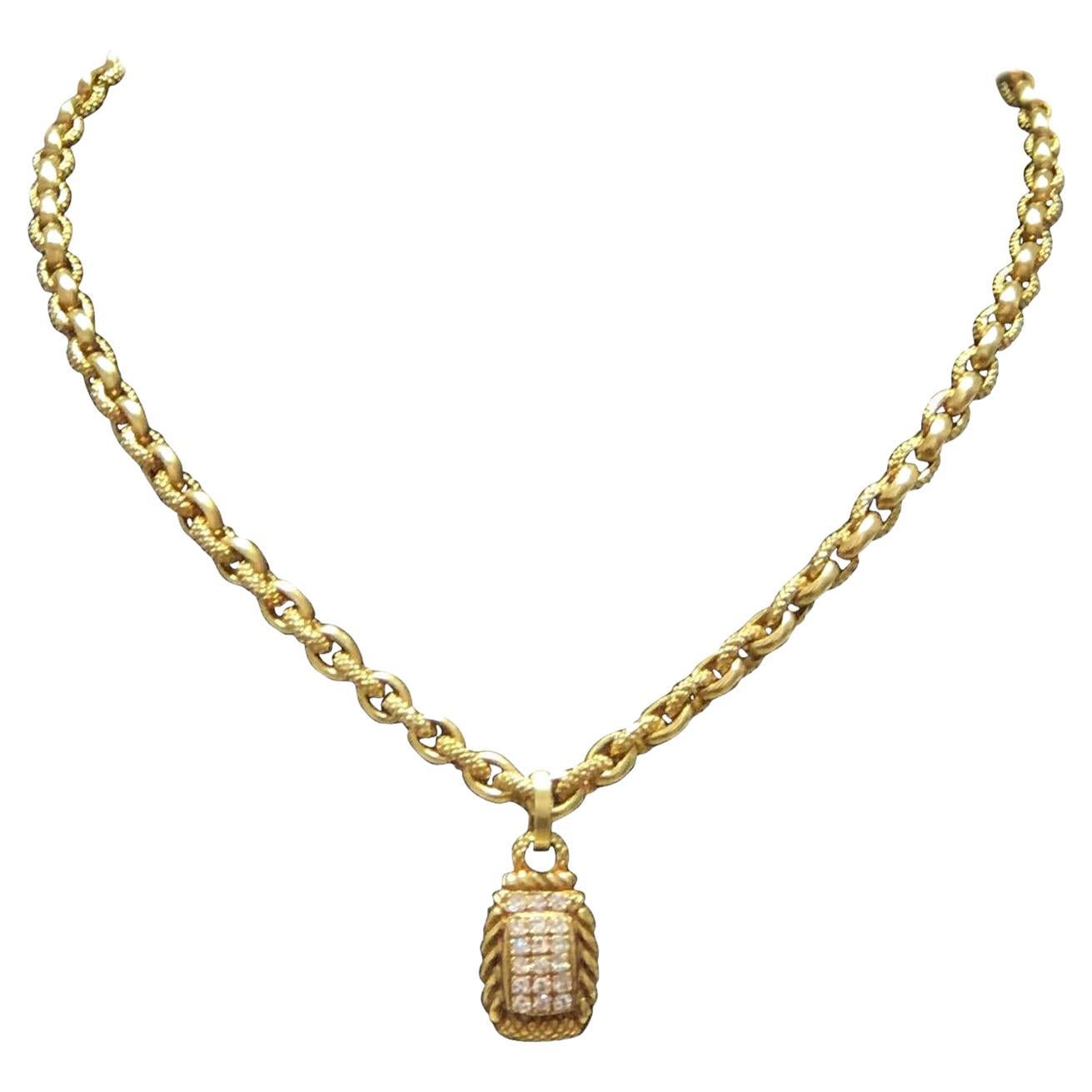 Judith Ripka Leather Cord Yellow Gold Enhancer Necklace at 1stDibs