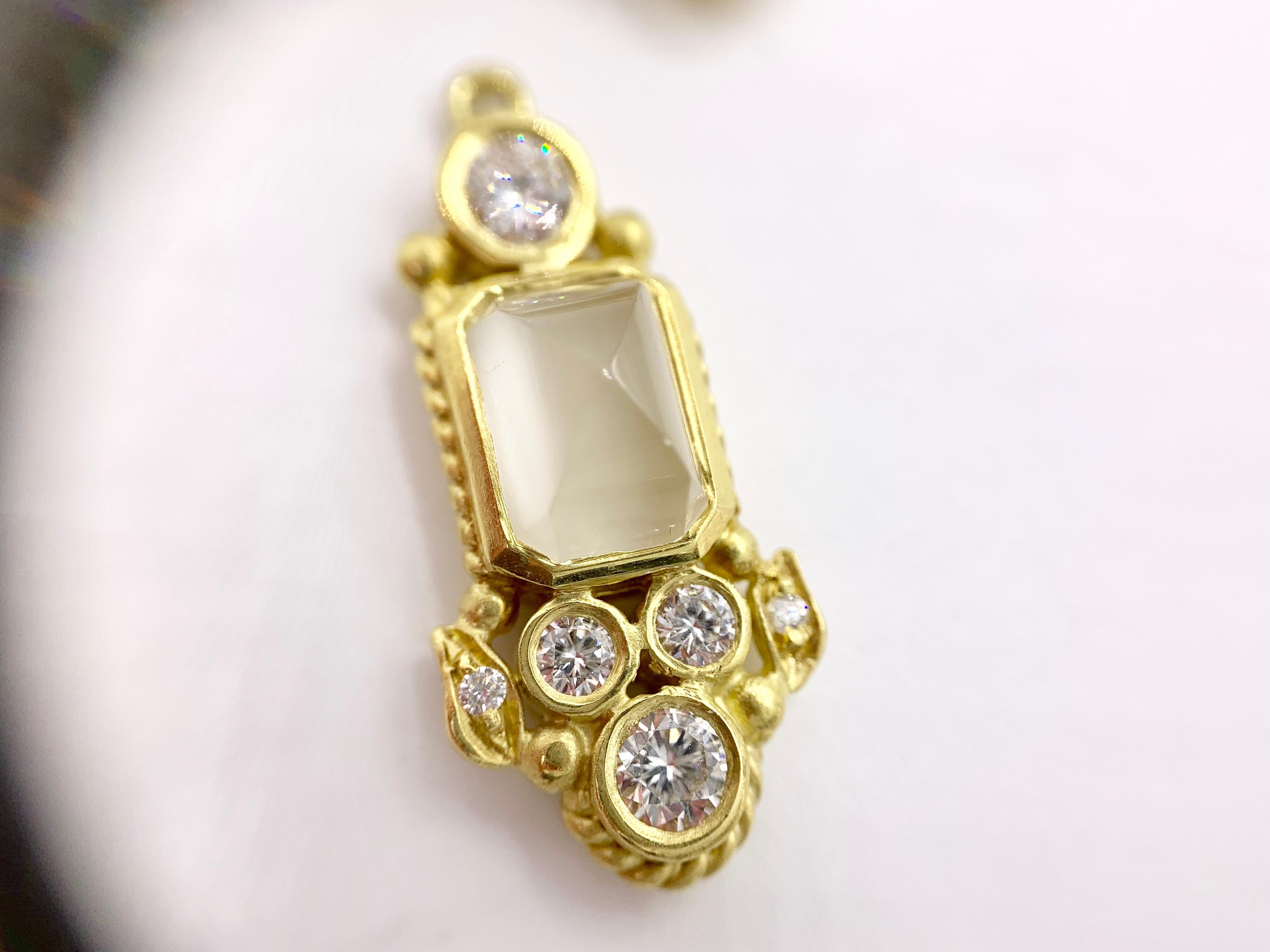 Judith Ripka 18 Karat Yellow Gold Victorian Inspired Diamond Necklace 4