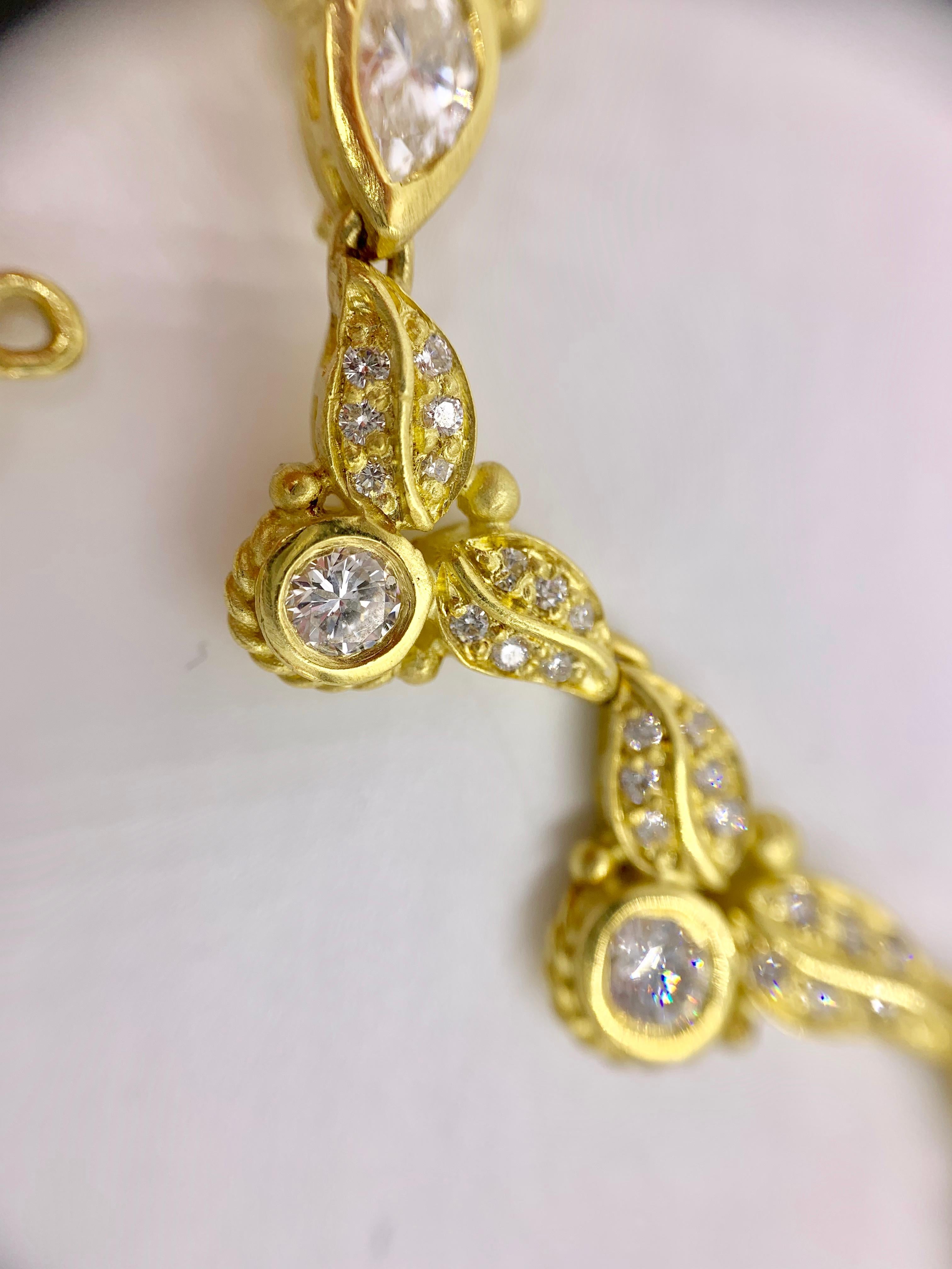 Judith Ripka 18 Karat Yellow Gold Victorian Inspired Diamond Necklace 5