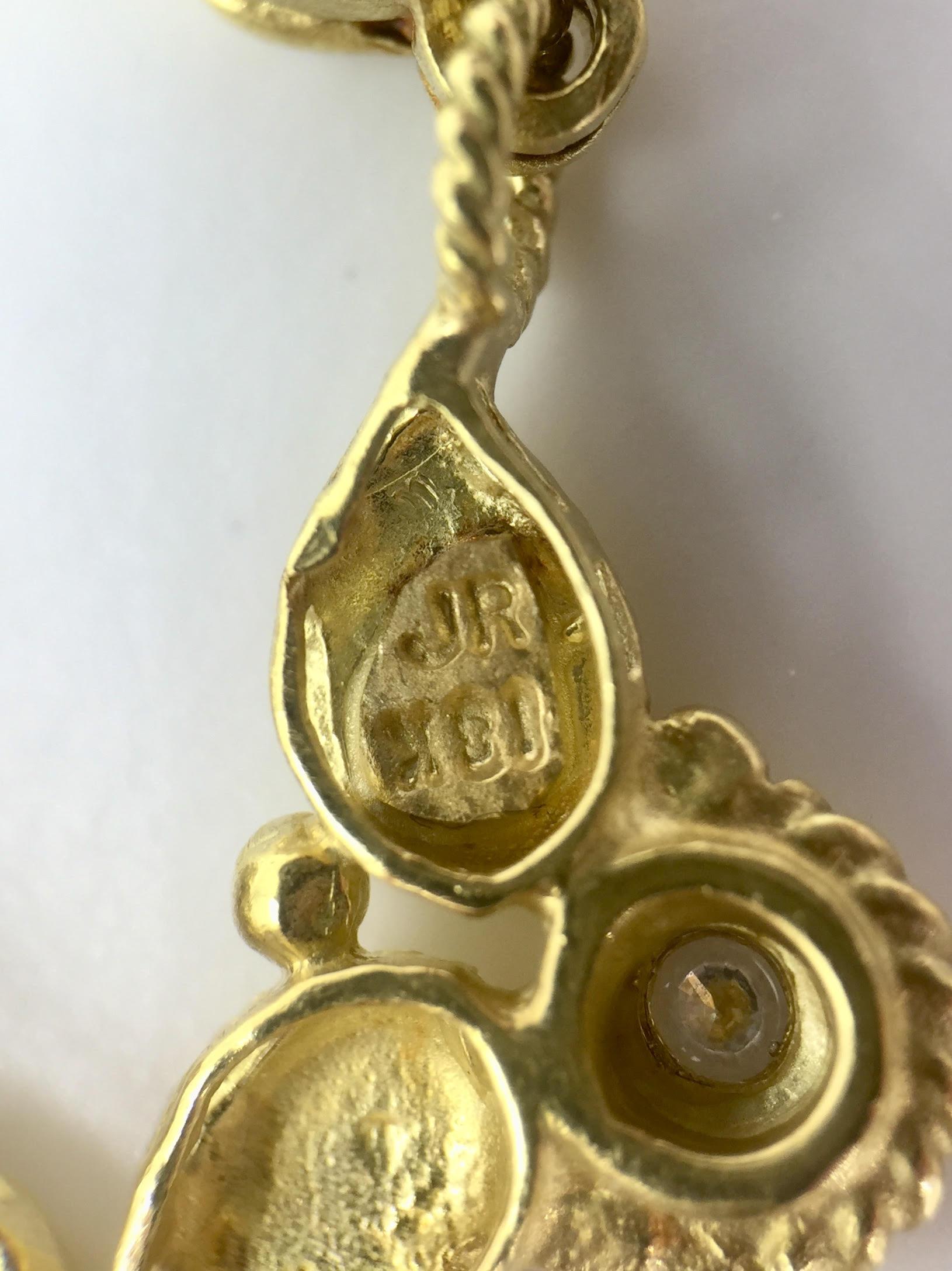 Judith Ripka 18 Karat Yellow Gold Victorian Inspired Diamond Necklace 2