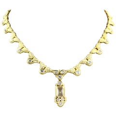 Judith Ripka 18 Karat Yellow Gold Victorian Inspired Diamond Necklace