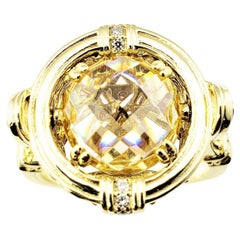 Judith Ripka 18 Karat Yellow Gold Yellow Topaz and Diamond Flip Ring
