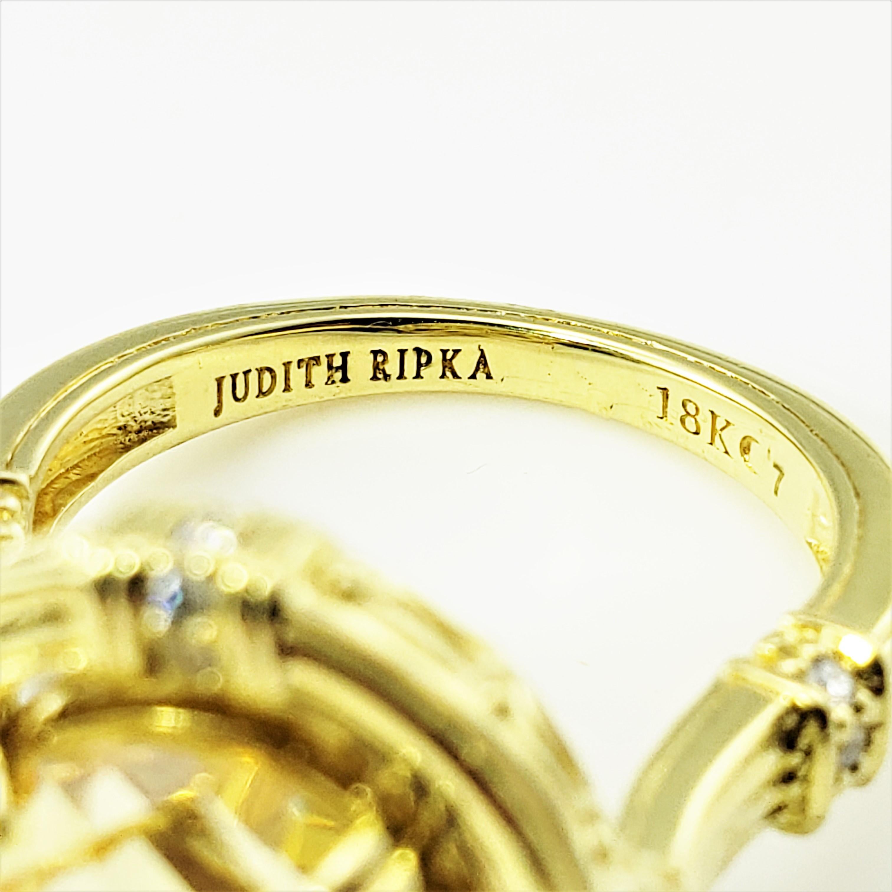 Judith Ripka 18 Karat Yellow Gold Yellow Topaz and Diamond Flip Ring 5