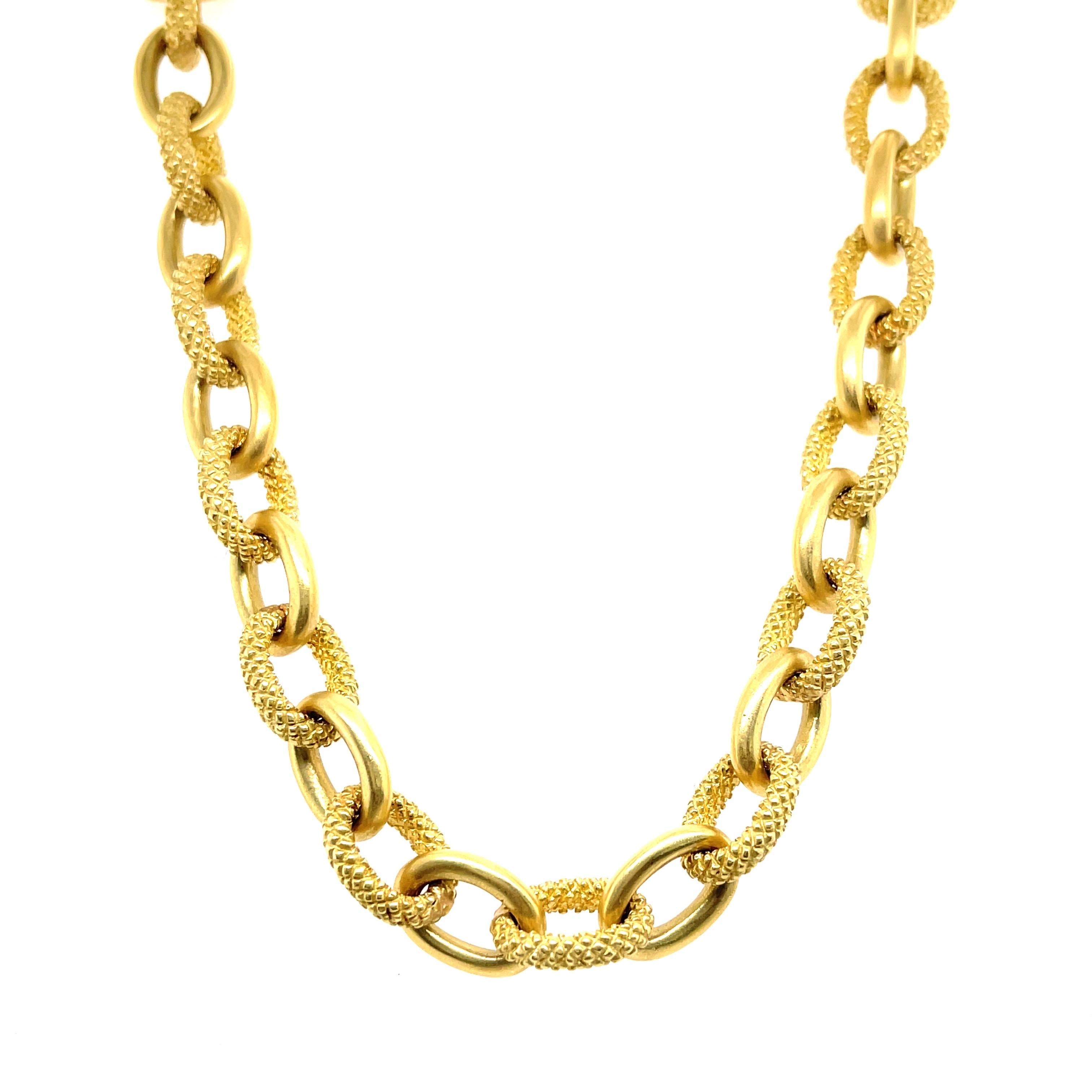 Judith Ripka 18 Karat Yellow Gold Link Necklace 135.9 Grams For Sale