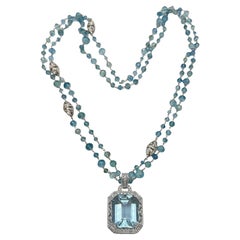 Judith Ripka Halskette mit Anhänger, 18 Karat Aquamarin und Diamant