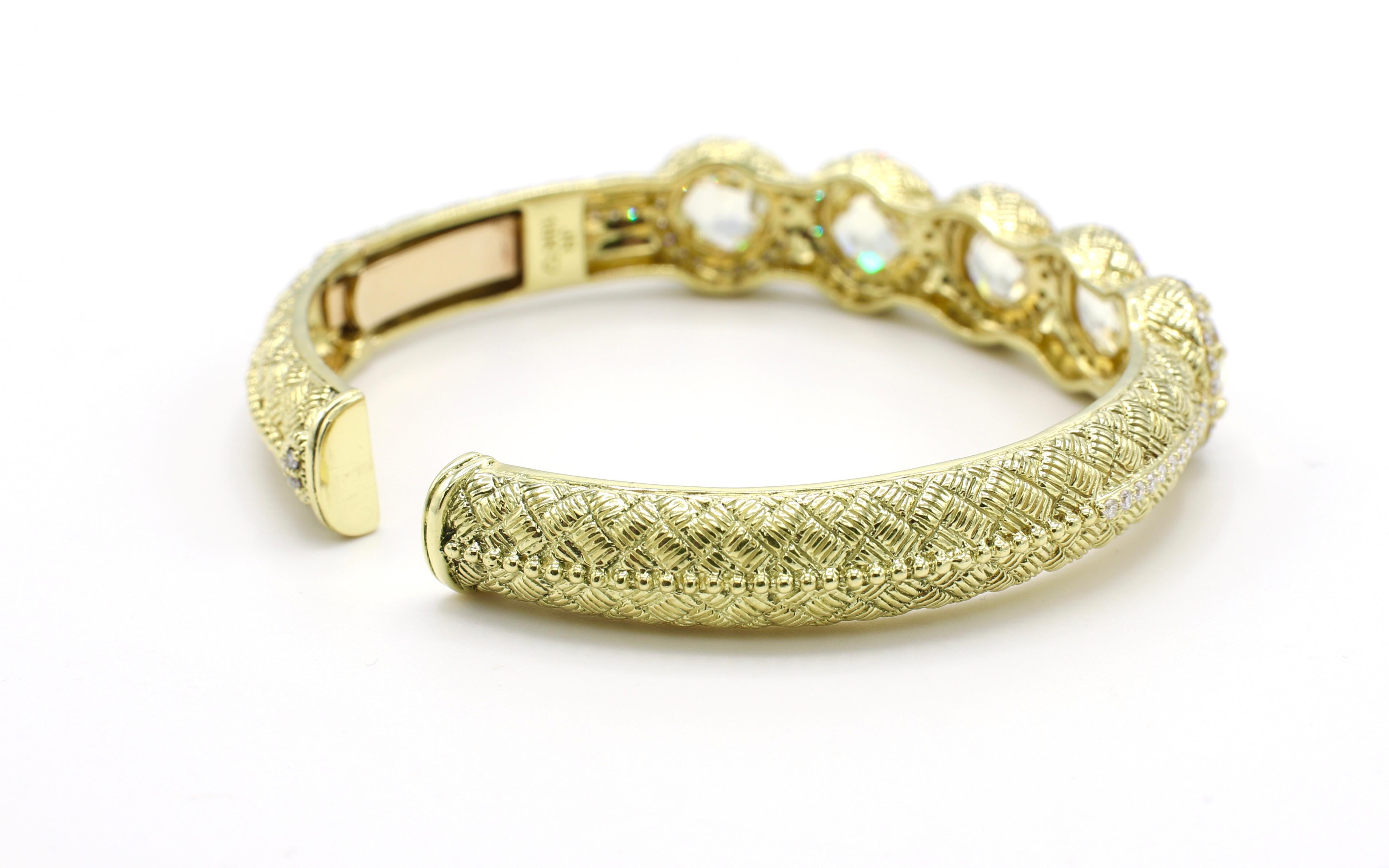 Modern Judith Ripka 18 Karat Diamond and Citrine Bangle Bracelet