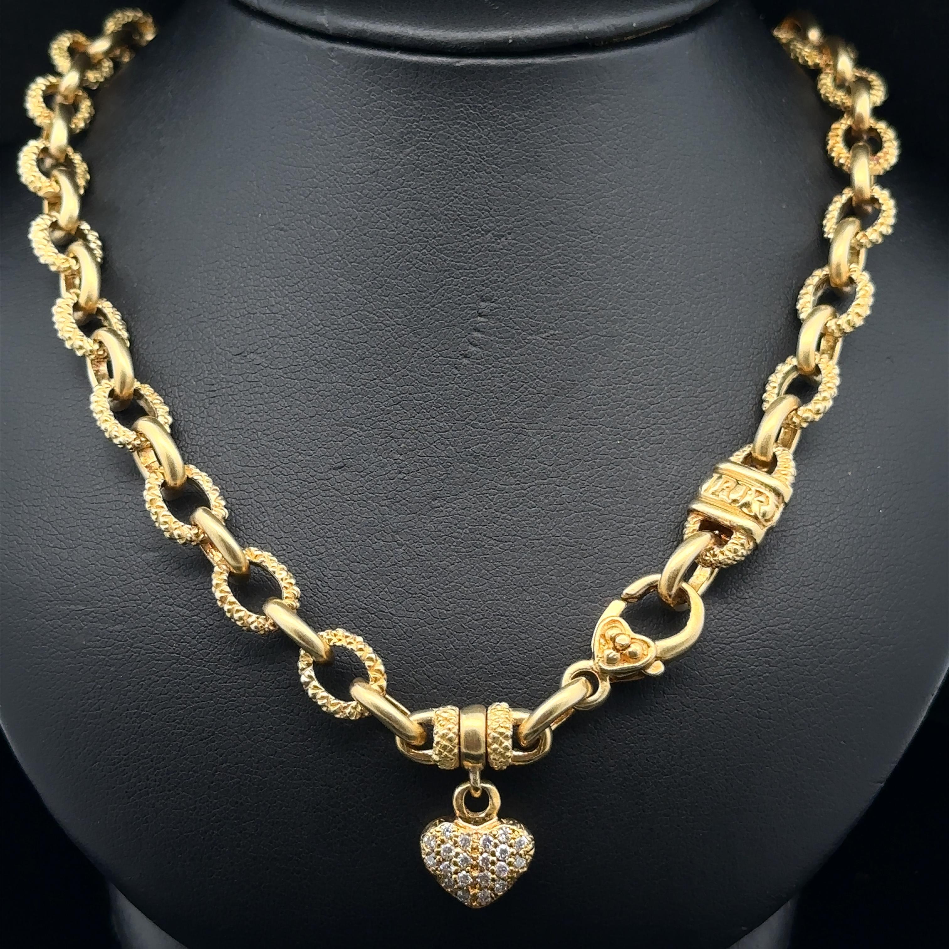 Judith Ripka - Collier à maillons ovales en or 18 carats, 16 pouces, avec diamants en forme de cœur en vente 5