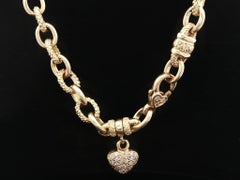 Judith Ripka 18k Gold 16" schwere ovale Link Halskette Diamant Herz Enhancer