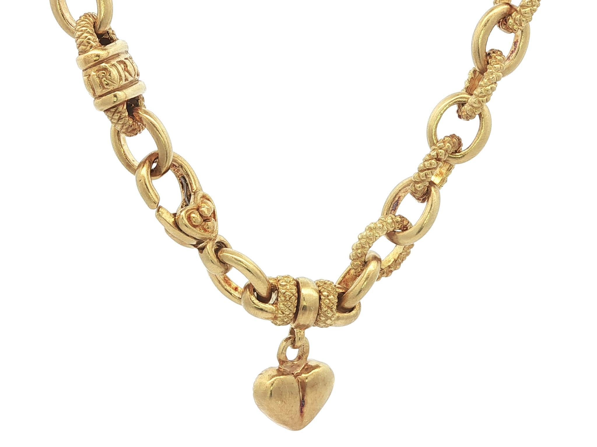 Judith Ripka - Collier à maillons ovales en or 18 carats, 16 pouces, avec diamants en forme de cœur Excellent état - En vente à Montclair, NJ