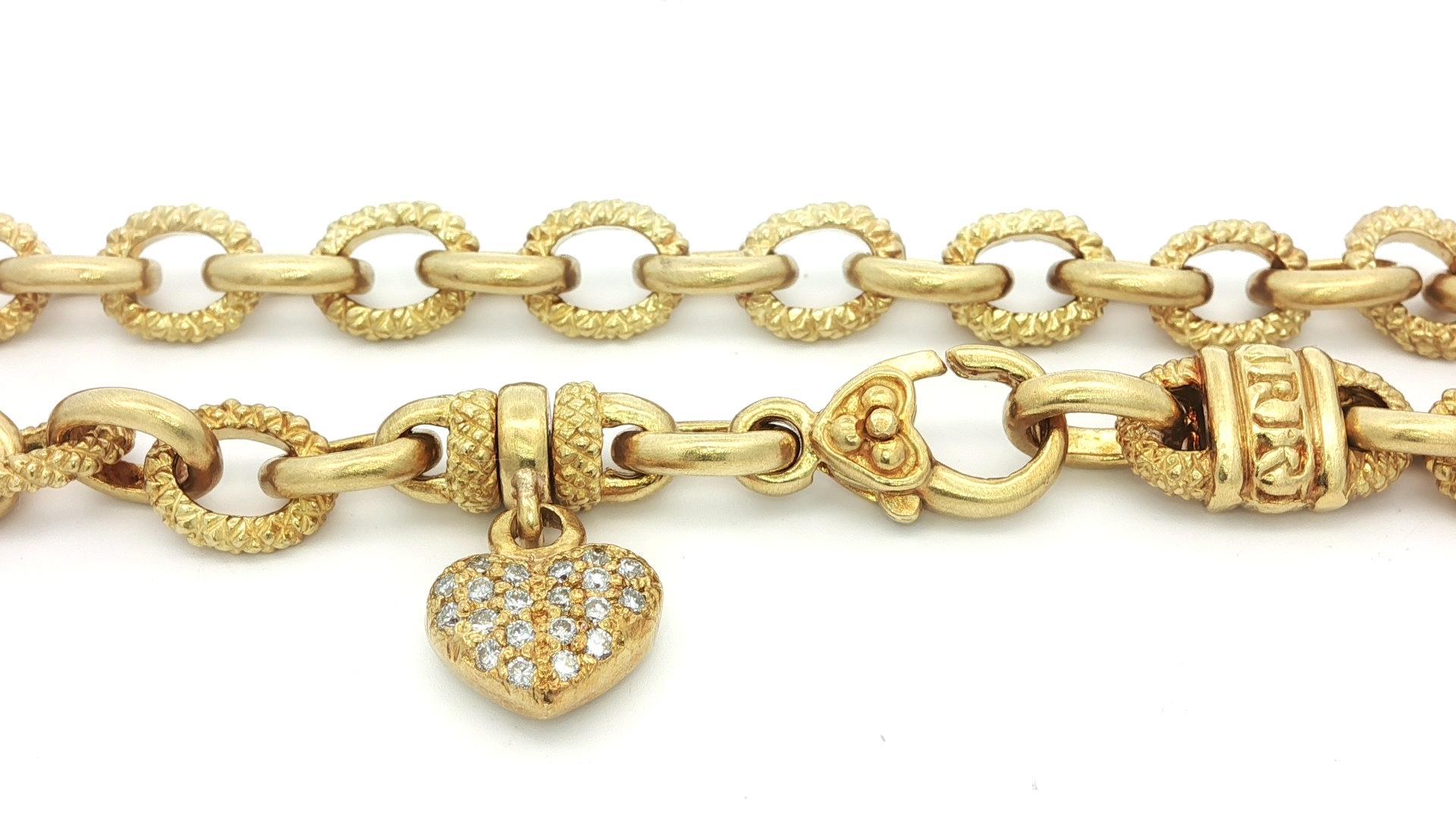 Judith Ripka - Collier à maillons ovales en or 18 carats, 16 pouces, avec diamants en forme de cœur Pour femmes en vente