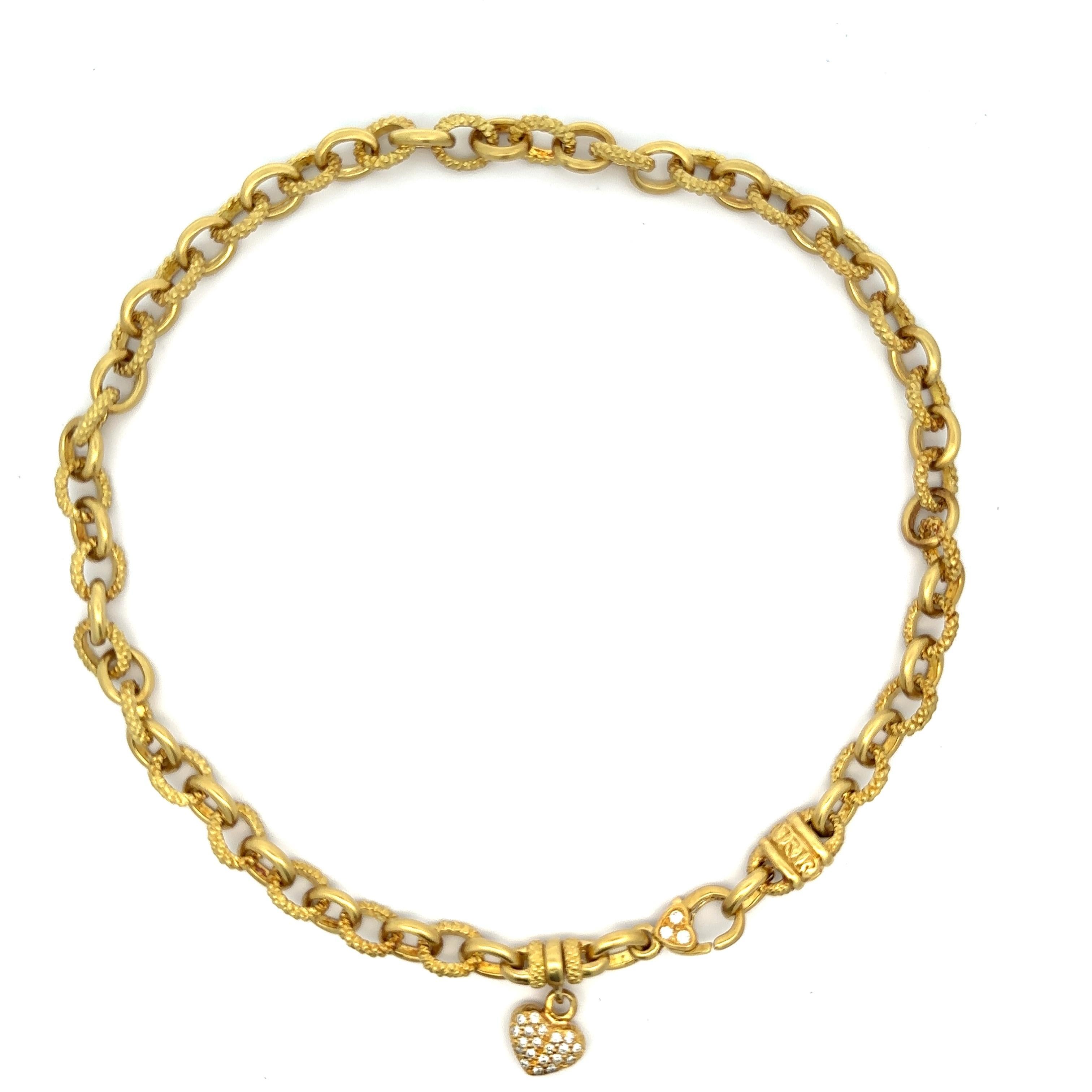 Judith Ripka - Collier à maillons ovales en or 18 carats, 16 pouces, avec diamants en forme de cœur en vente 2