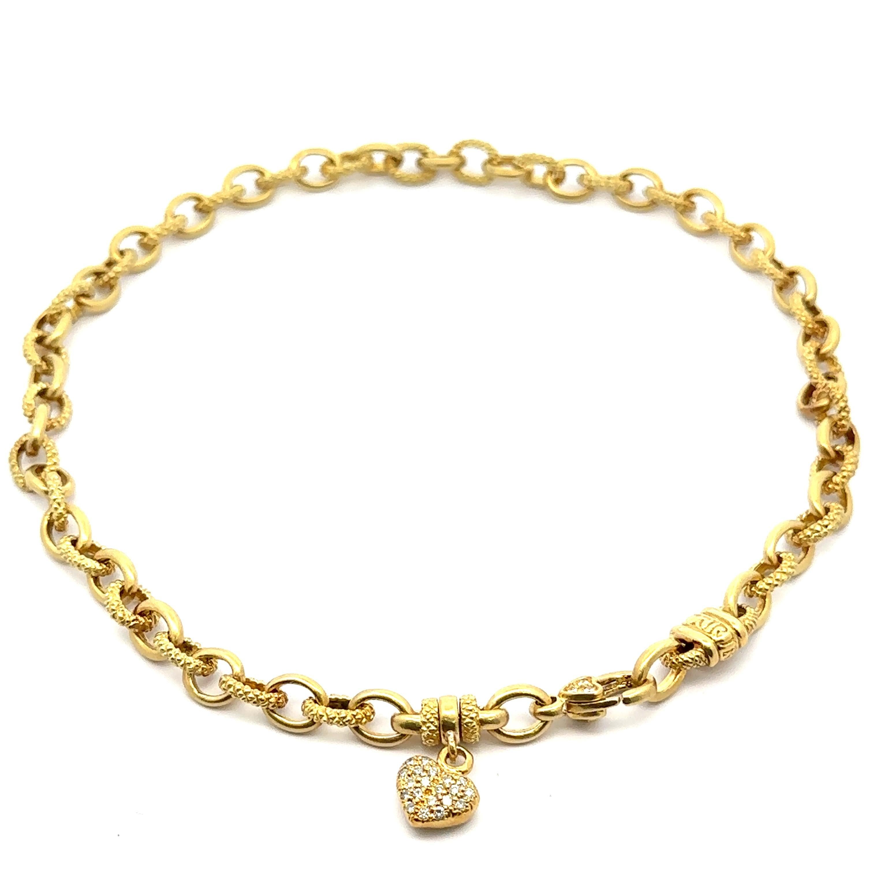 Judith Ripka - Collier à maillons ovales en or 18 carats, 16 pouces, avec diamants en forme de cœur en vente 3