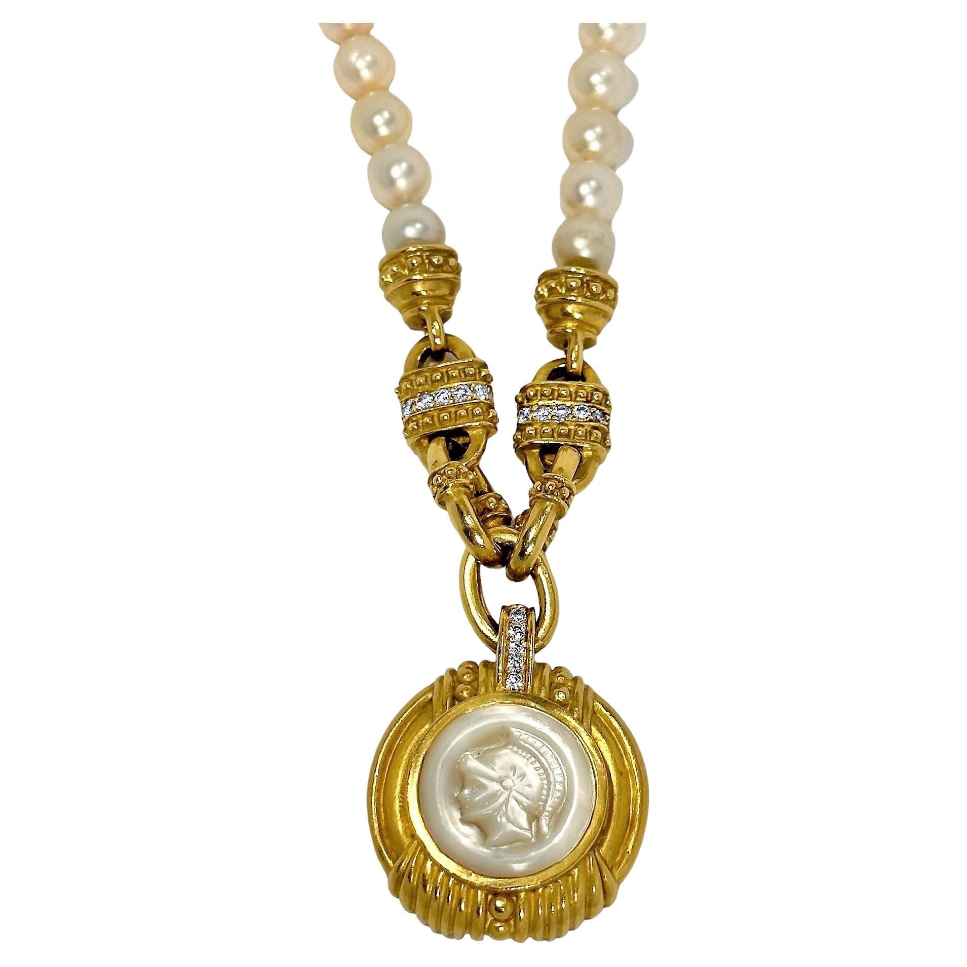 Judith Ripka 18k Gold Classic Revive Perlenkette mit besonderen Eigenschaften (Neoklassisch) im Angebot