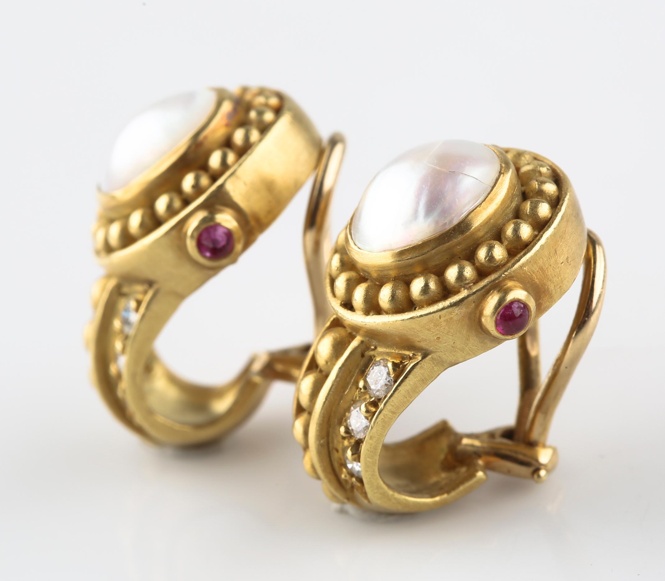 Judith Ripka 18k Gold Diamant Perlen Schmuck Set Halskette Ohrringe Anhänger Brosche im Angebot 12