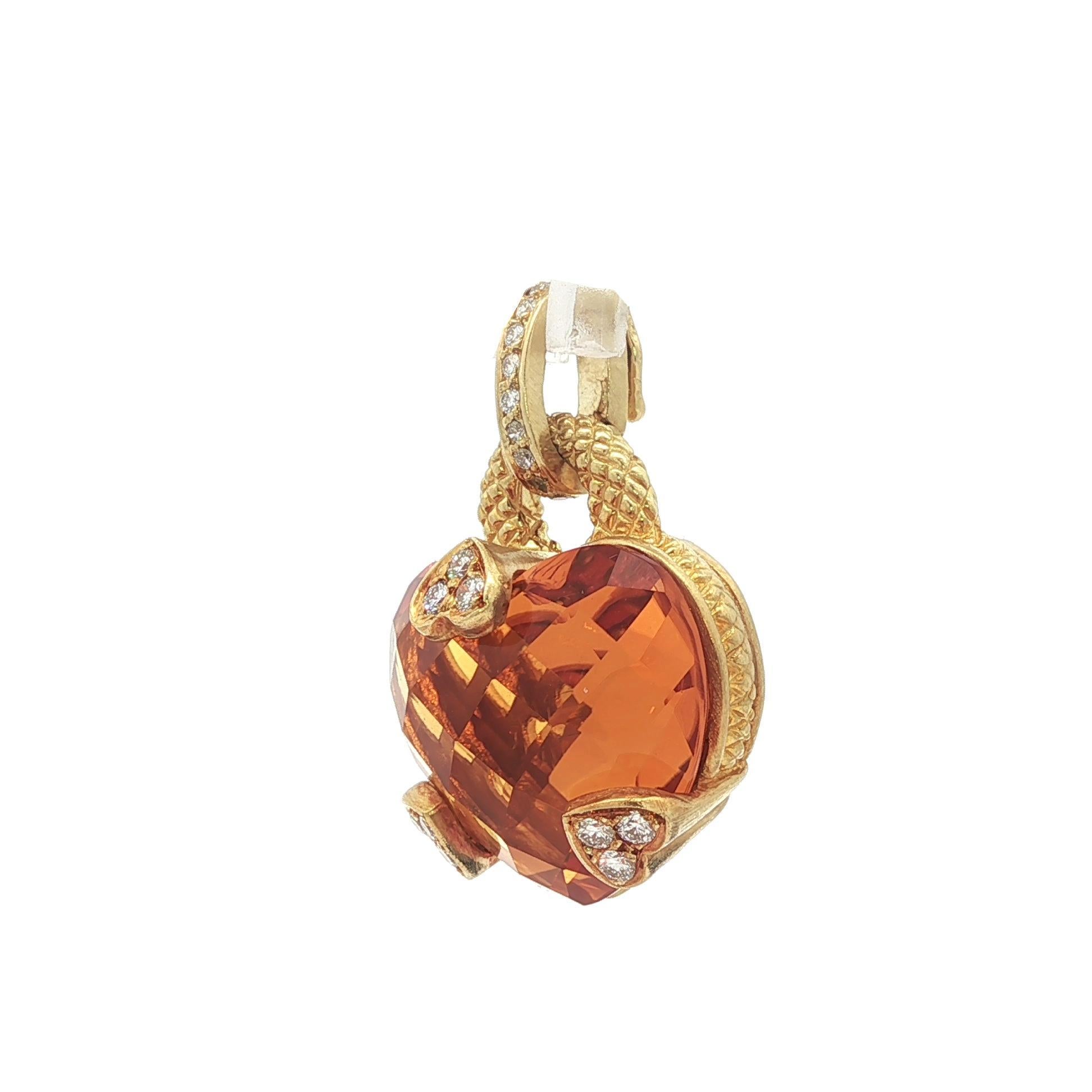 da uomo o donna Ciondolo Judith Ripka in oro 18k con cuore a scacchiera e citrino con diamante in vendita