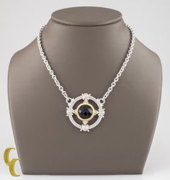 Judith Ripka 18k Gold & Sterling Silver Cushion Cut Quartz Necklace, 17 Inches