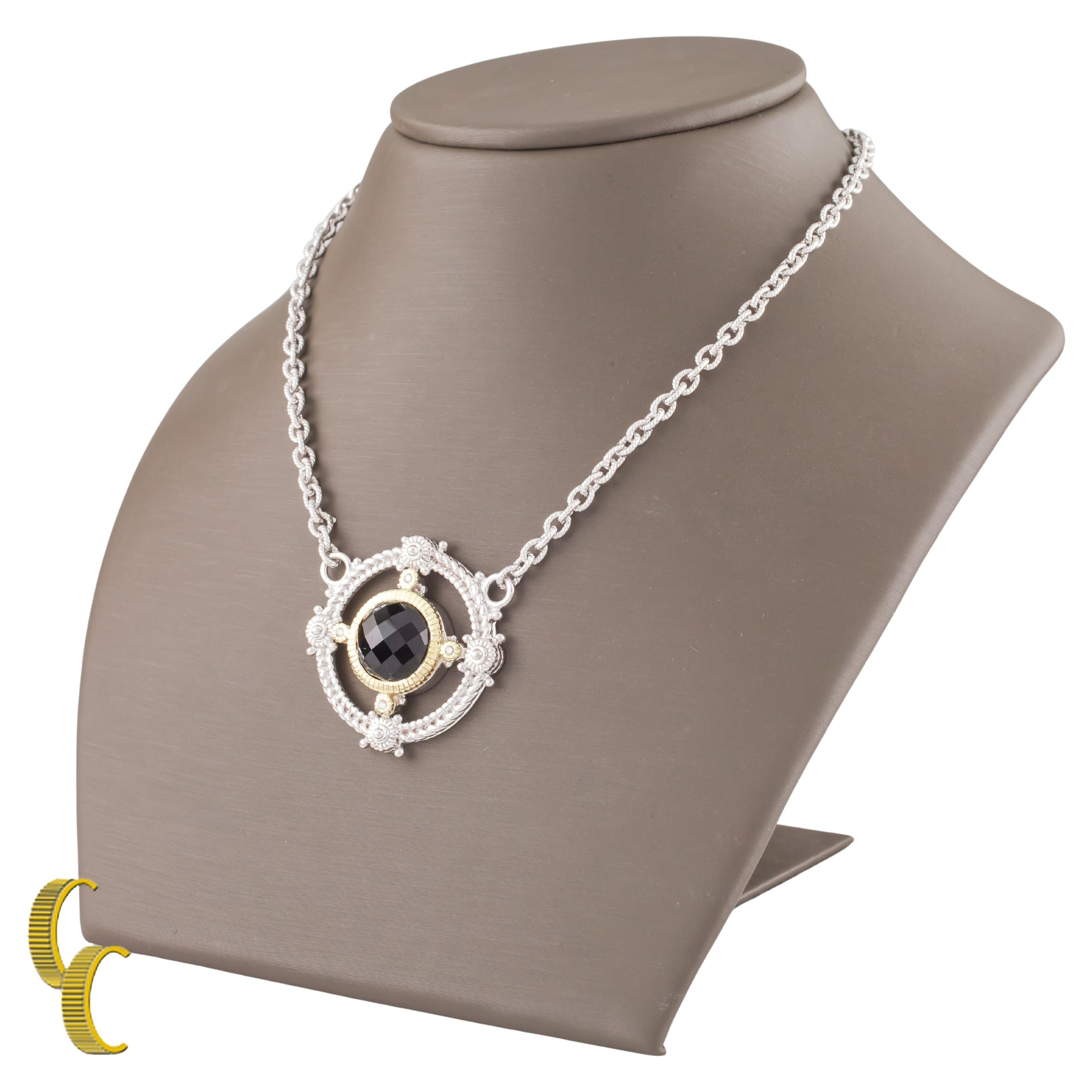 Judith Ripka 18k Gold & Sterling Silver Cushion Cut Quartz Necklace, 17 Inches For Sale