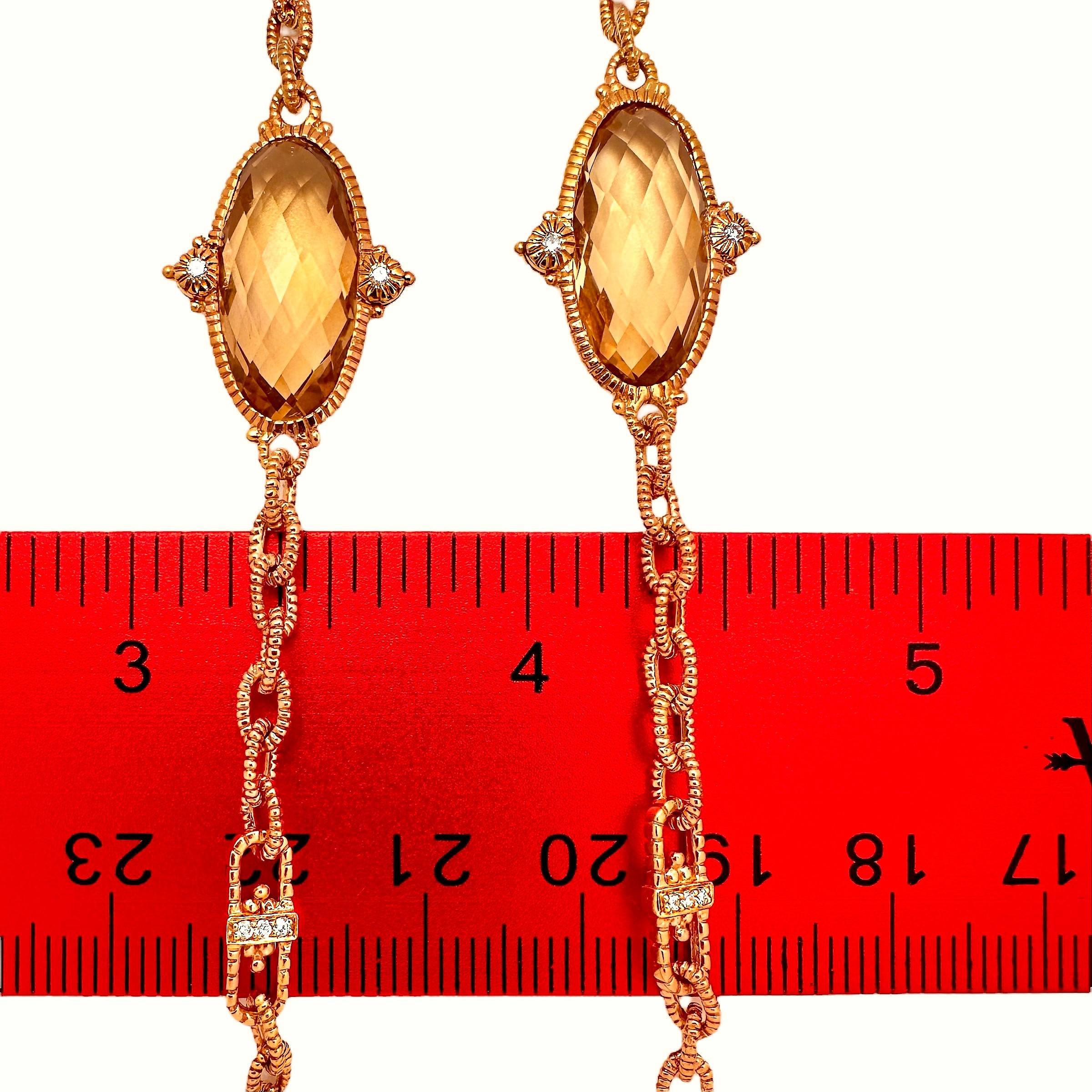 Judith Ripka Halskette aus 18 Karat Rosgold, Rauchquarz und Diamanten im Angebot 1