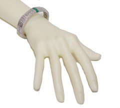 Bracciale Judith Ripka in oro bianco 18 carati, diamanti e smeraldi