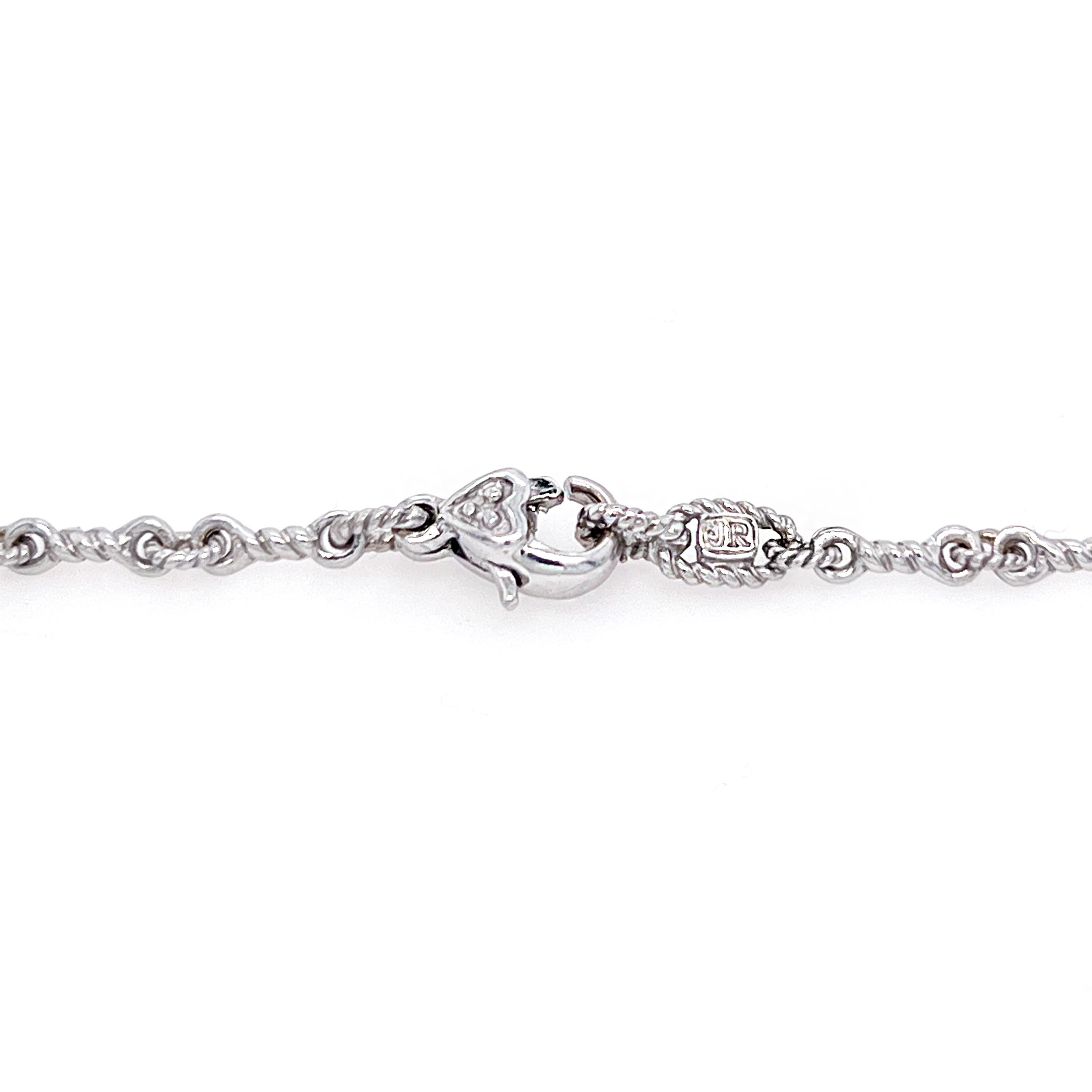 Modern Judith Ripka 18K White Gold and Diamond Handmade Chain Pendant Necklace