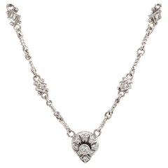 Judith Ripka 18K White Gold and Diamond Handmade Chain Pendant Necklace