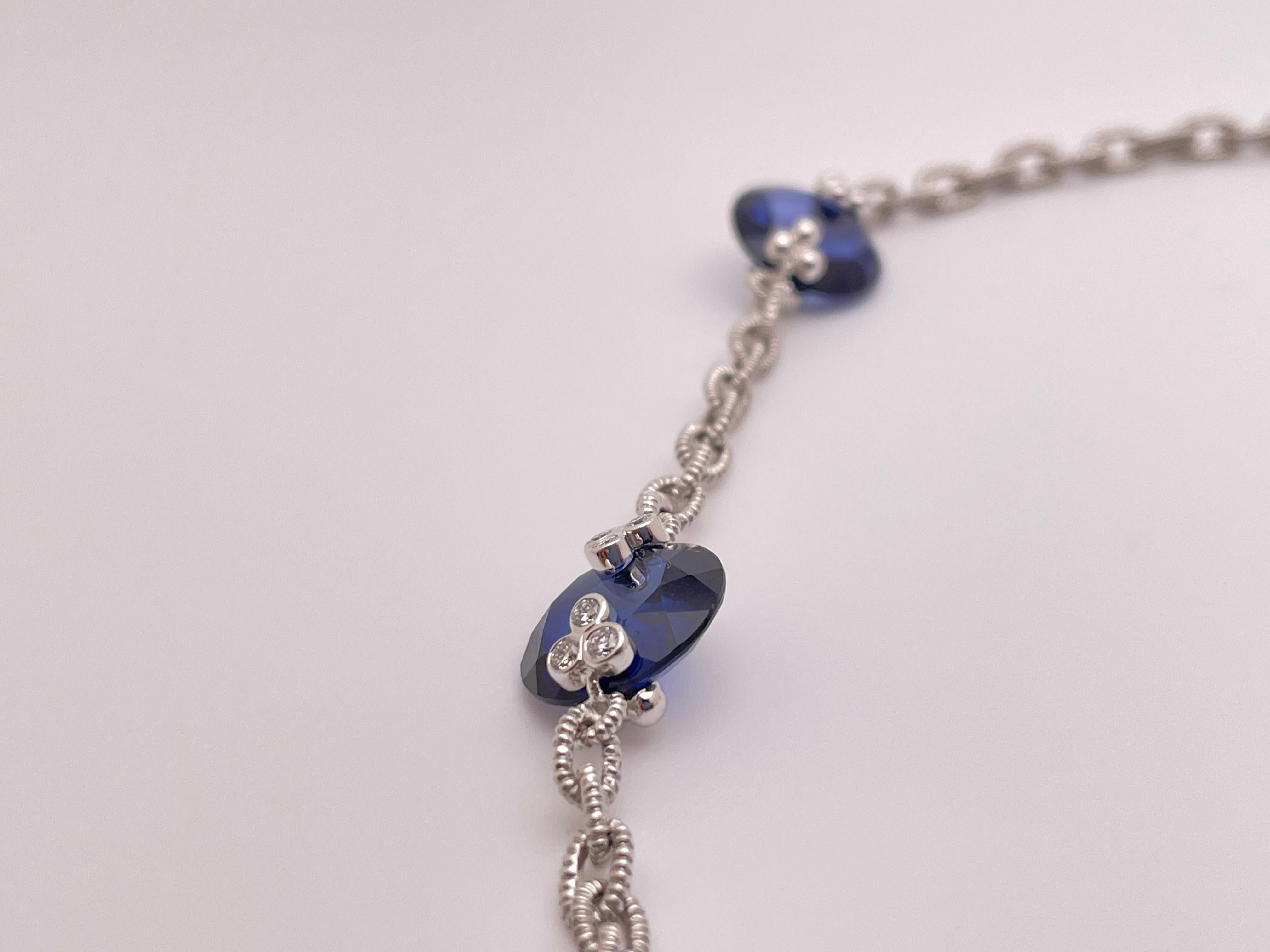 Judith Ripka Gargantilla Collar Link Zafiro Diamante Oro Blanco 18K en venta 1