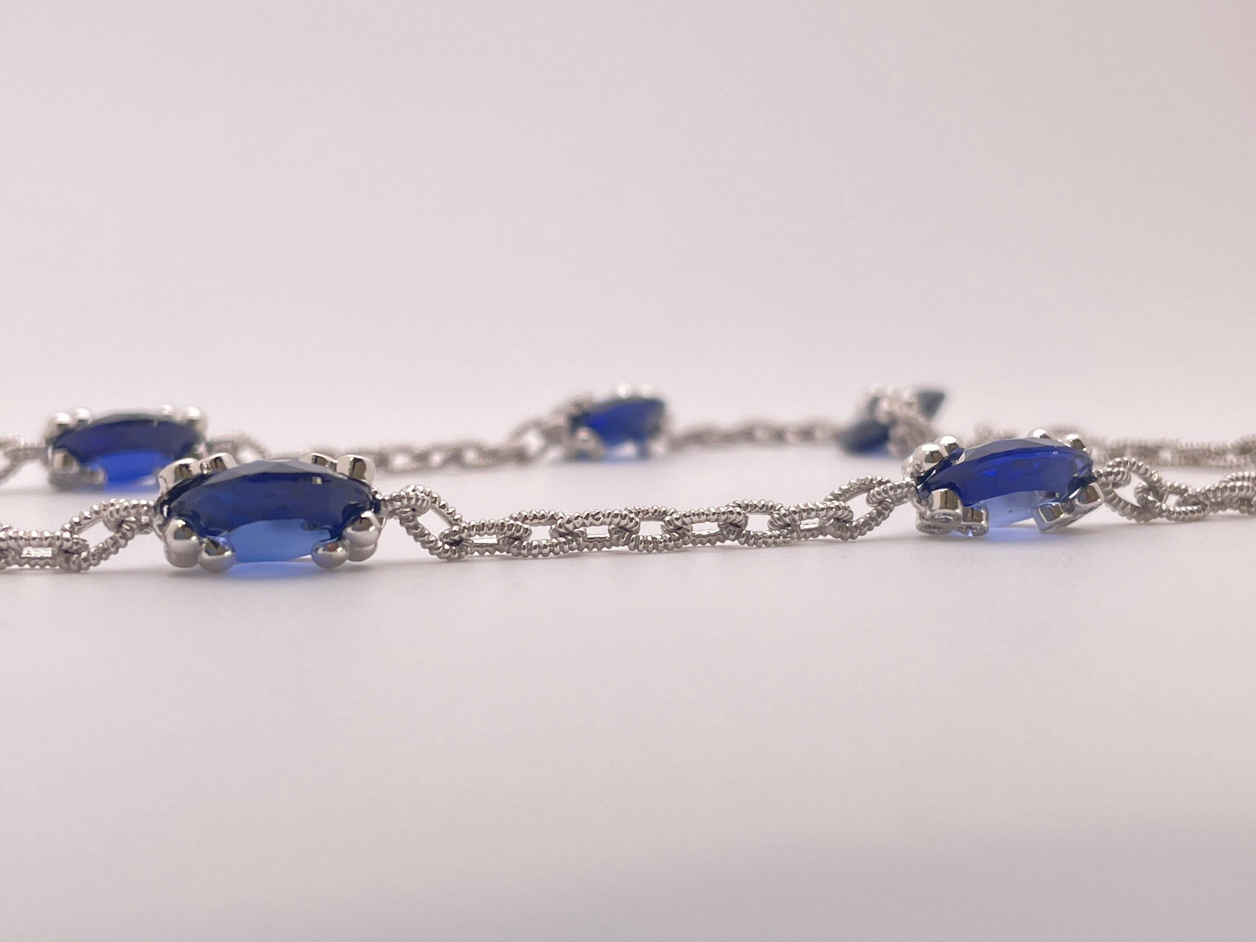 Judith Ripka Gargantilla Collar Link Zafiro Diamante Oro Blanco 18K en venta 3