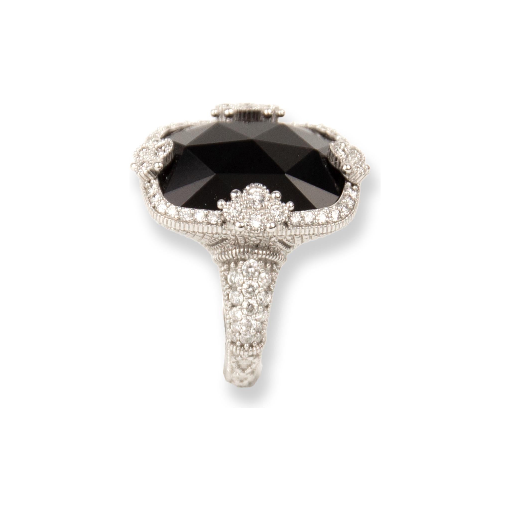 Judith Ripka Ring aus 18 Karat Weißgold mit Diamant und Onyx (Moderne) im Angebot