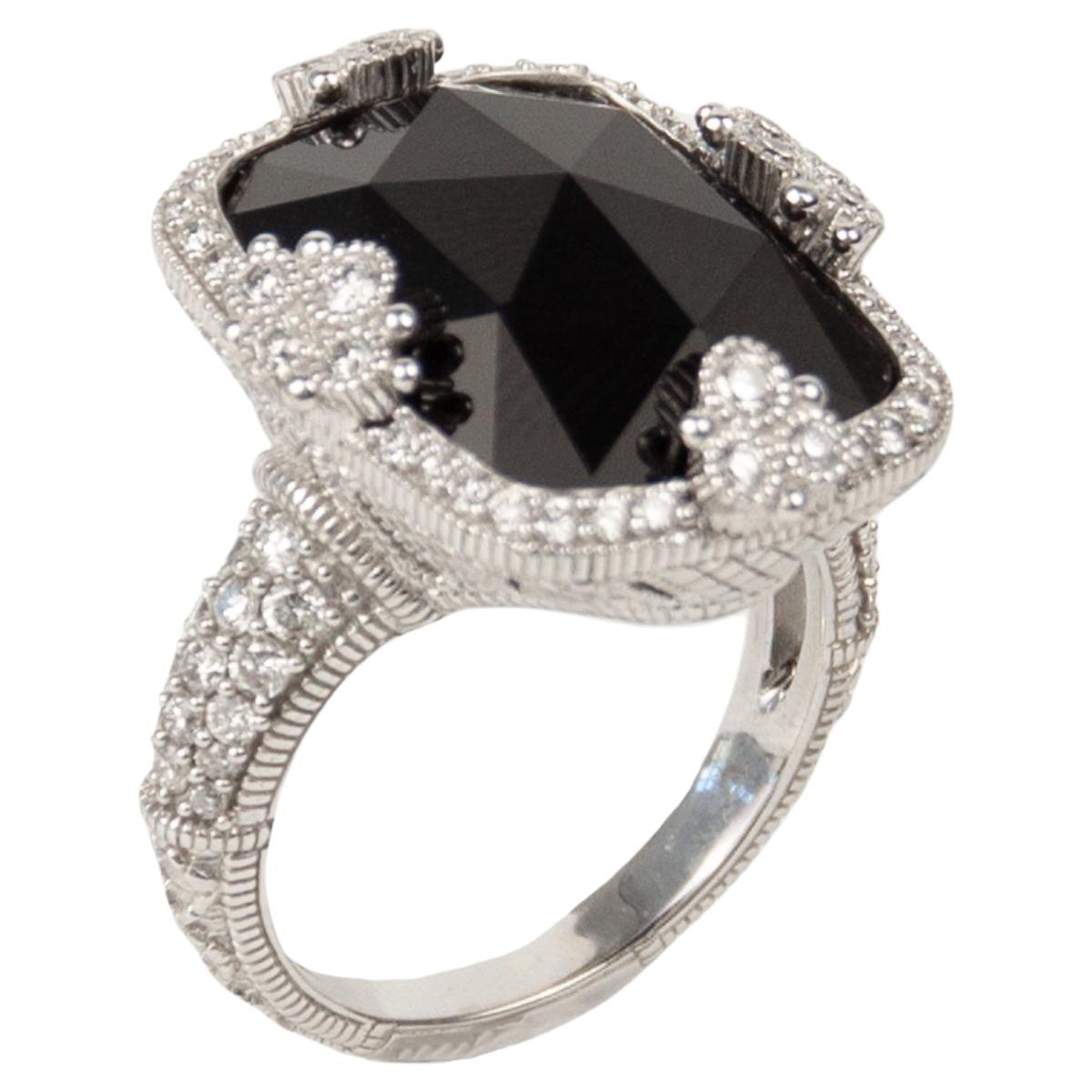 Judith Ripka 18k White Gold Diamond&Onyx Ring For Sale