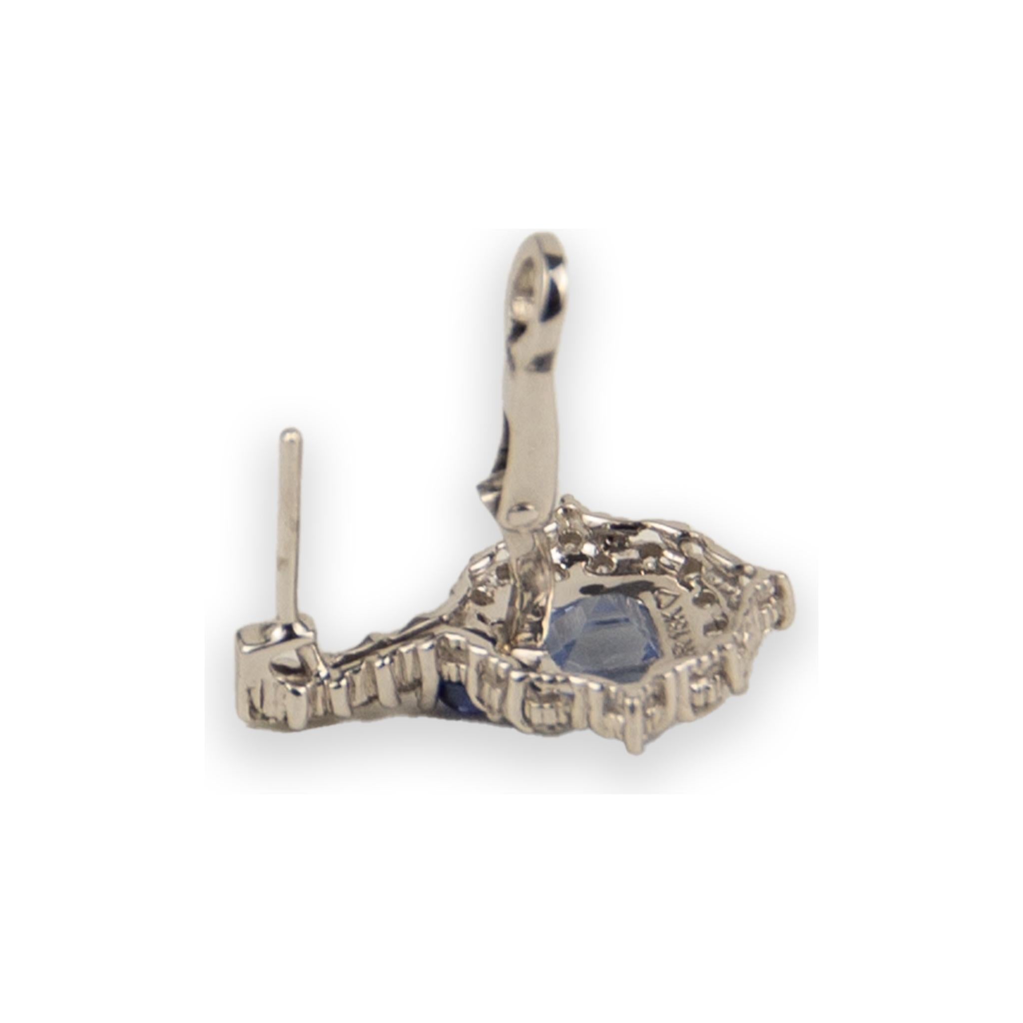 Modern Judith Ripka 18k White Gold Diamond & Quartz & Sapphire Earrings For Sale