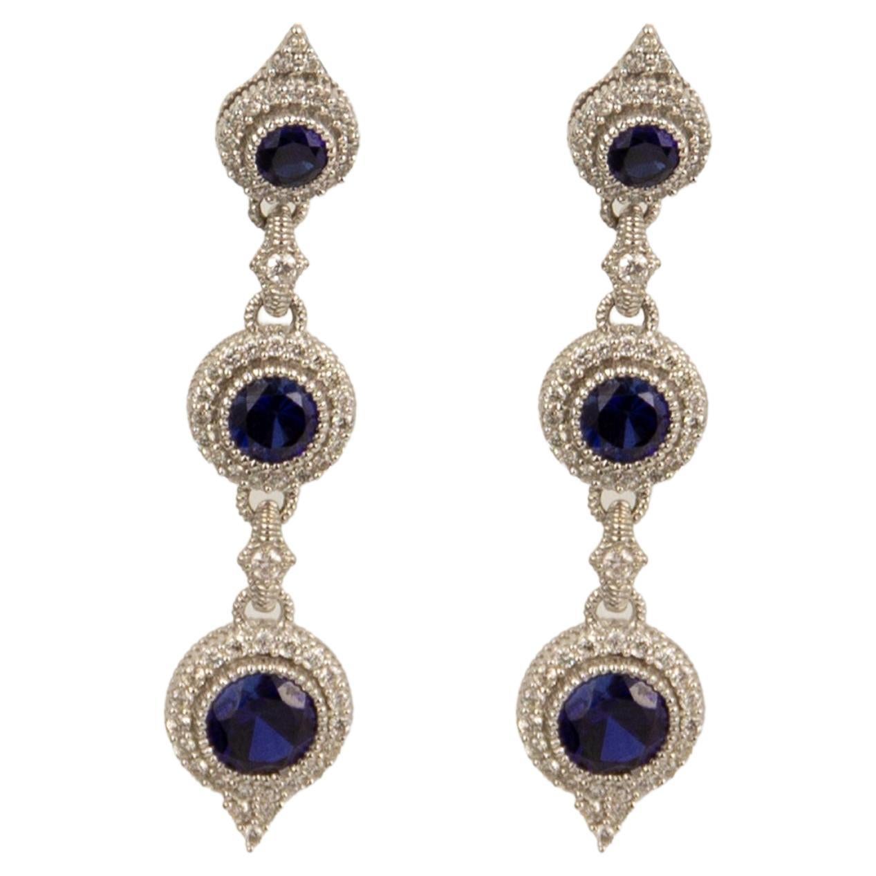 Judith Ripka 18k White Gold Diamond&Quartz&Sapphire Earrings For Sale