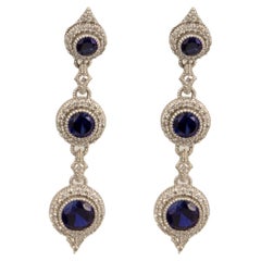 Used Judith Ripka 18k White Gold Diamond&Quartz&Sapphire Earrings