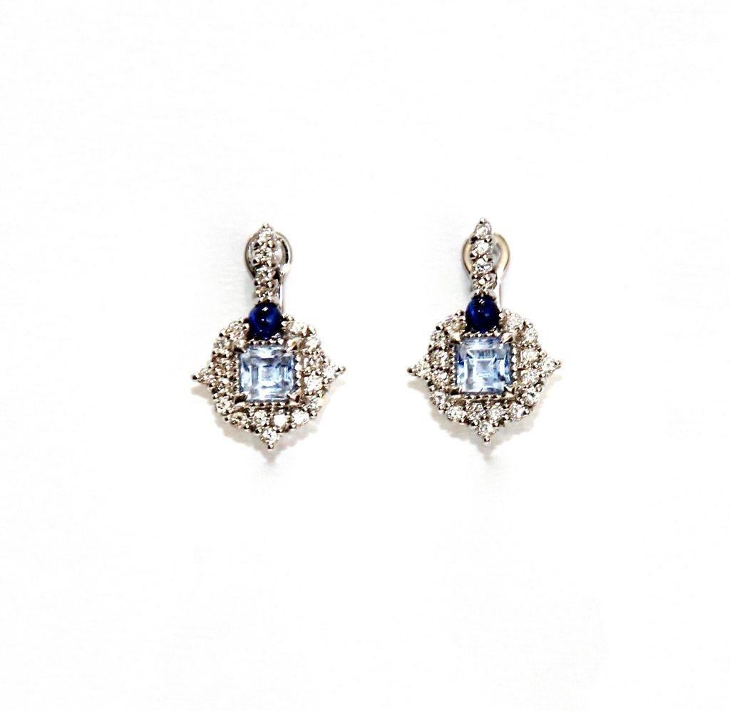 Judith Ripka 18K White Gold Diamonds and Blue Topaz Earrings
Diamonds 0.63ctw
Blue Topaz 1.1ctw
Lever Back Closure
Retail $3,840.00