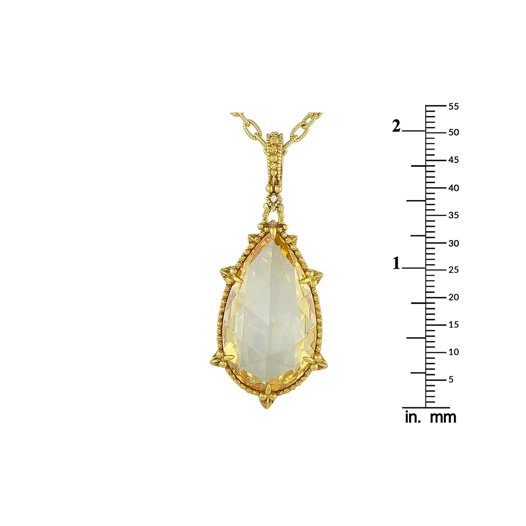 Judith Ripka 18K Yellow Gold 0.65ct Diamond and Citrine Necklace In Excellent Condition For Sale In Southampton, PA