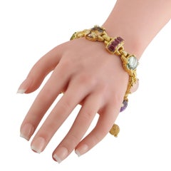 Judith Ripka – Armband aus 18-karätigem Gelbgold mit einem Diamanten von 1,0 Karat und verschiedenen Edelsteinen