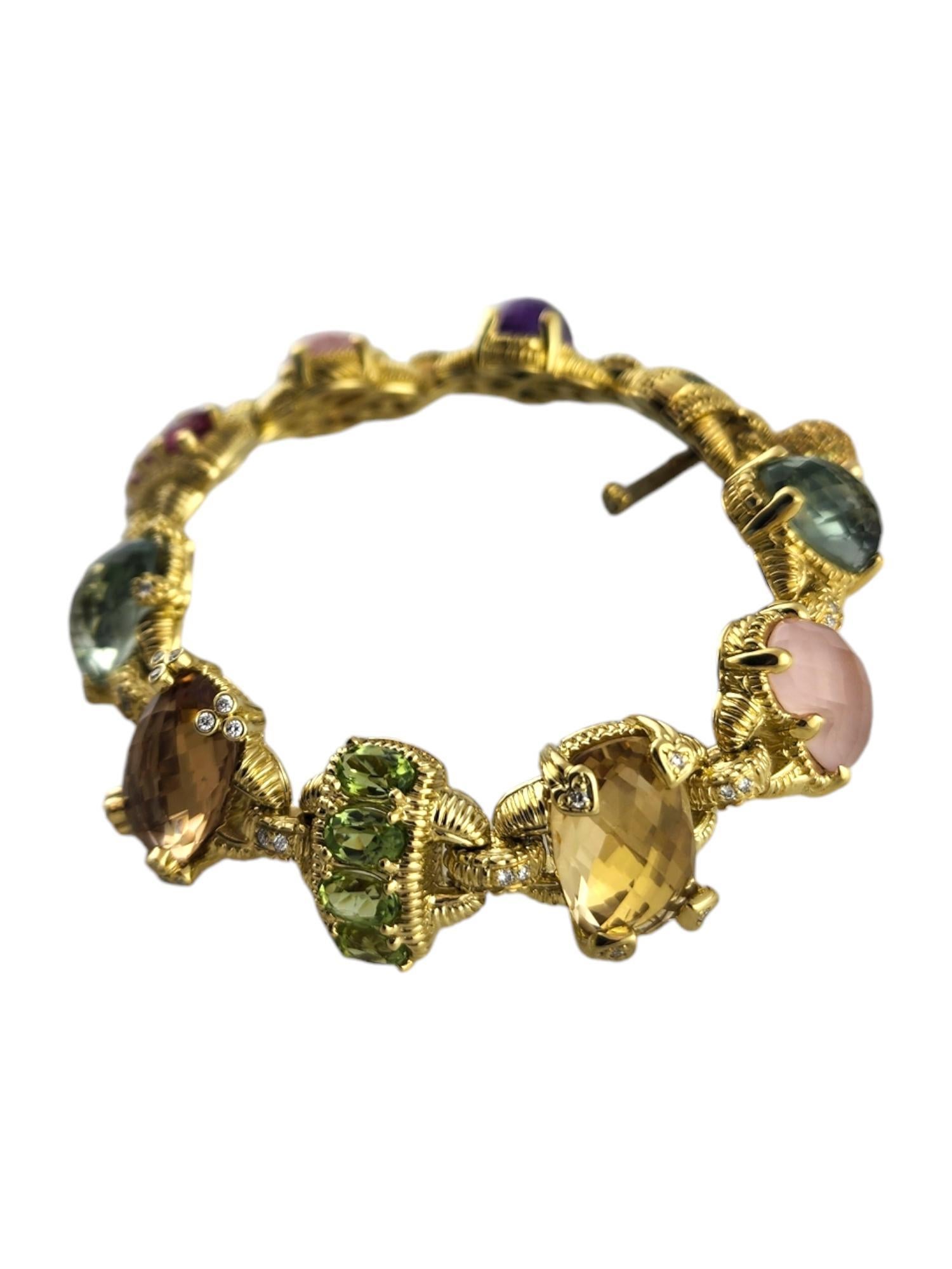 Contemporary Judith Ripka 18K Yellow Gold Ambrosia Gemstone Diamond Bracelet #19009