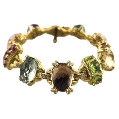 Judith Ripka 18K Yellow Gold Ambrosia Gemstone Diamond Bracelet #19009
