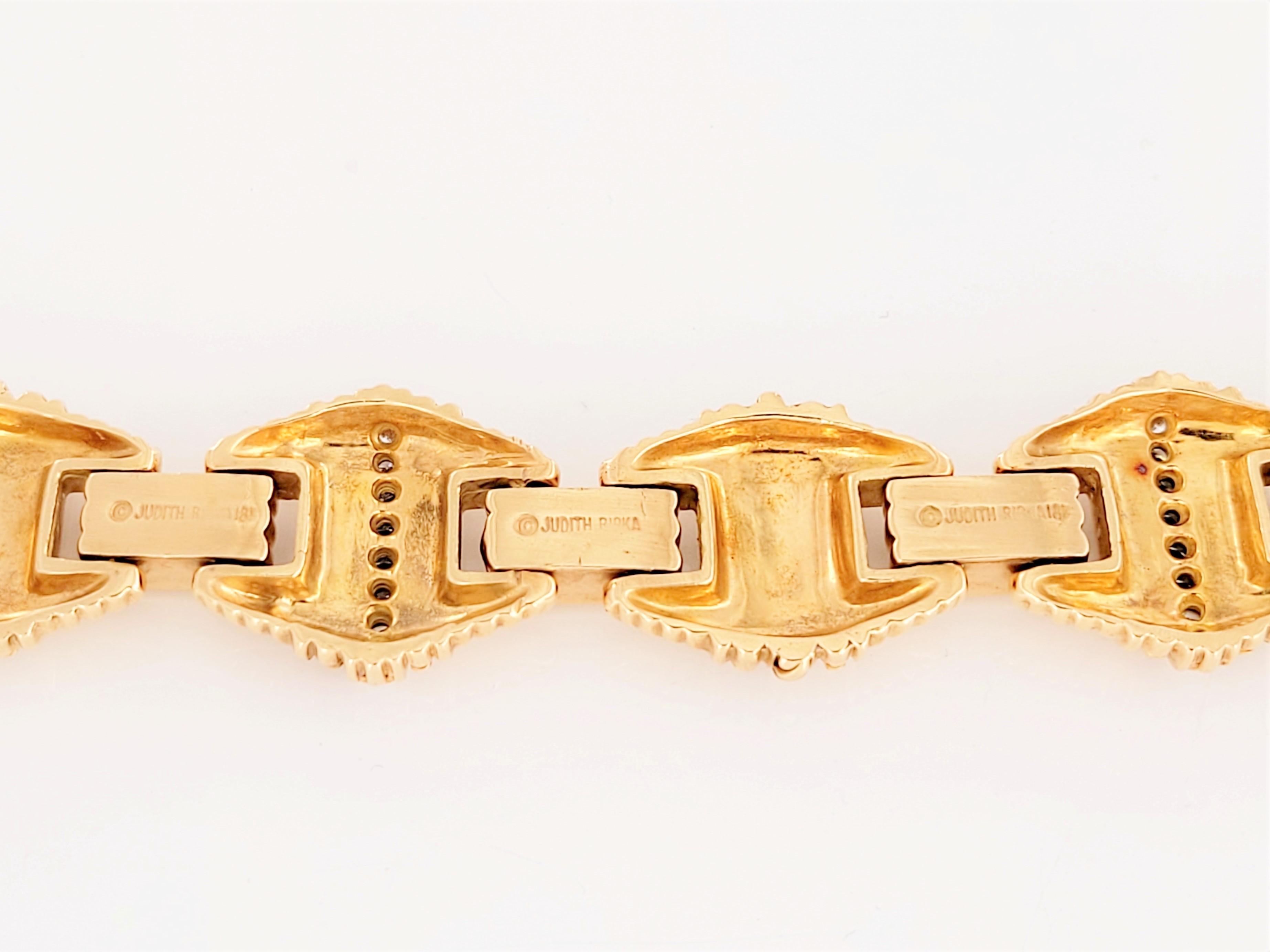 Round Cut Judith Ripka 18K Yellow Gold Bracelet with diamonds 8