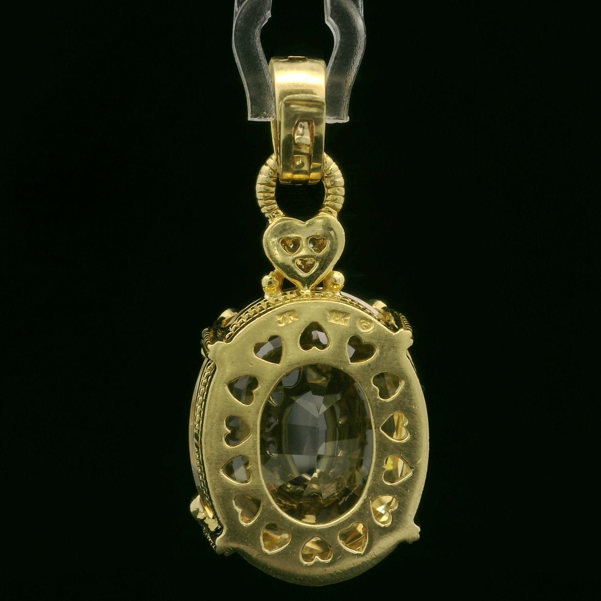 Judith Ripka Pendentif en or jaune 18 carats, cristal jaune canari et diamants en vente 6
