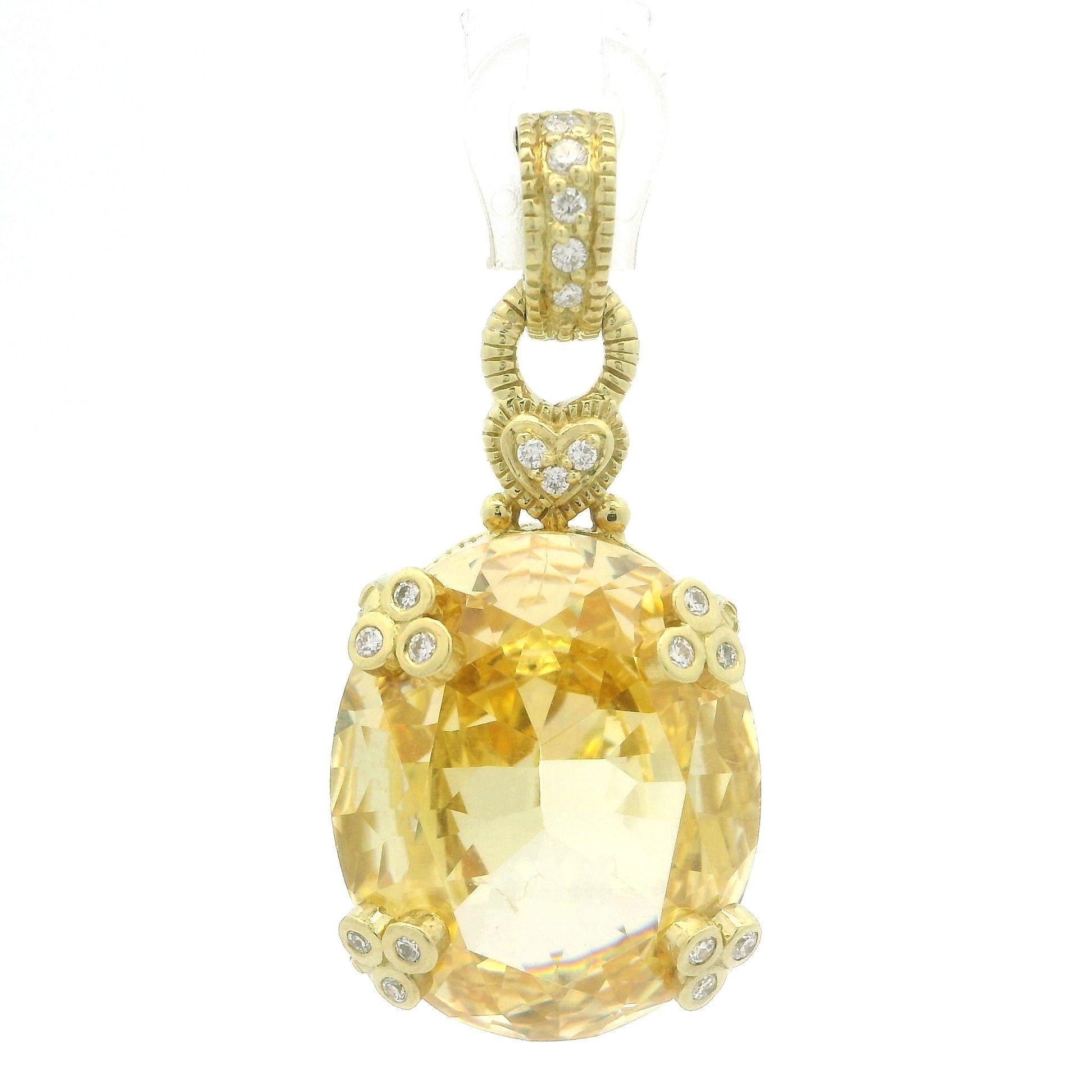 Judith Ripka Pendentif en or jaune 18 carats, cristal jaune canari et diamants en vente 7