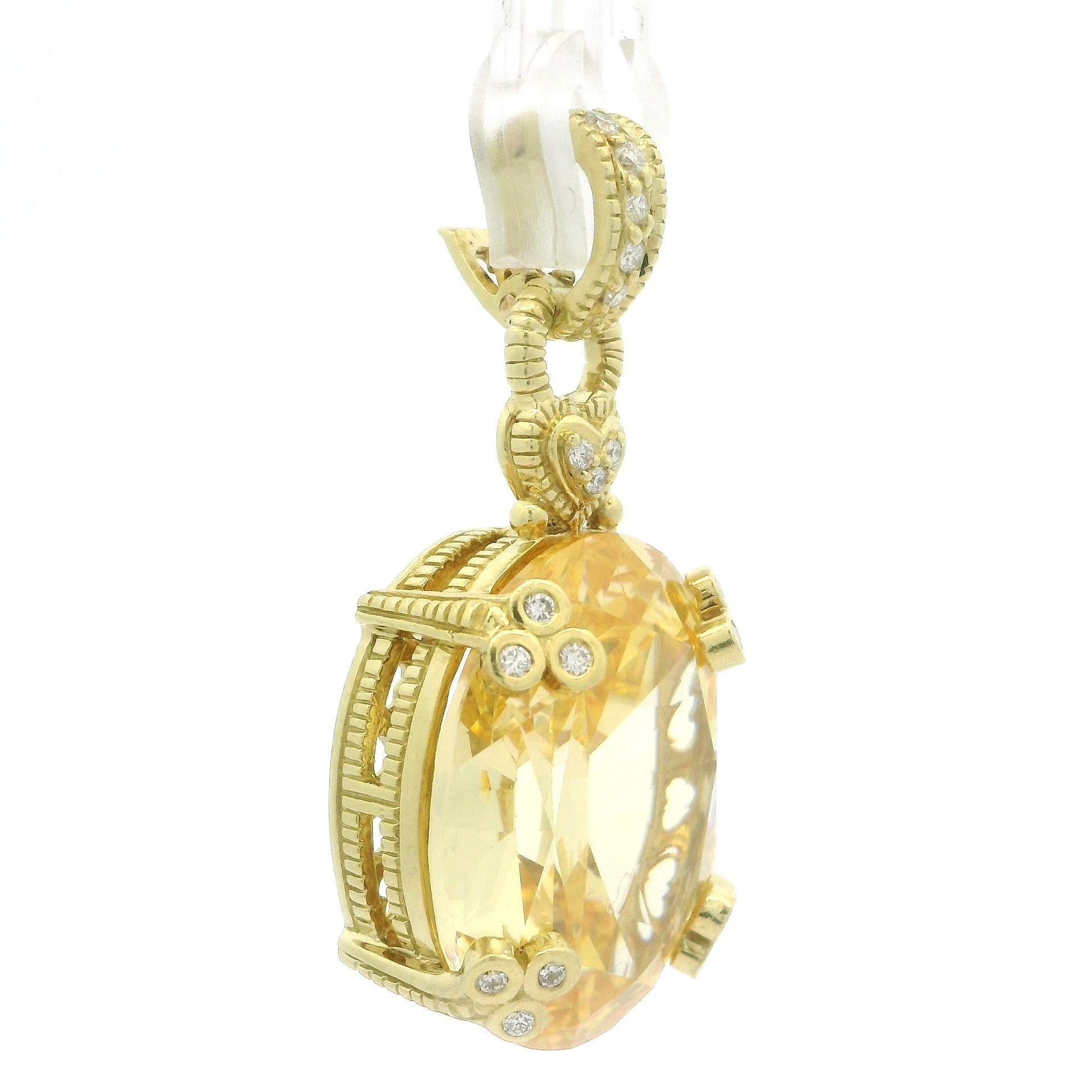 Judith Ripka Pendentif en or jaune 18 carats, cristal jaune canari et diamants en vente 8