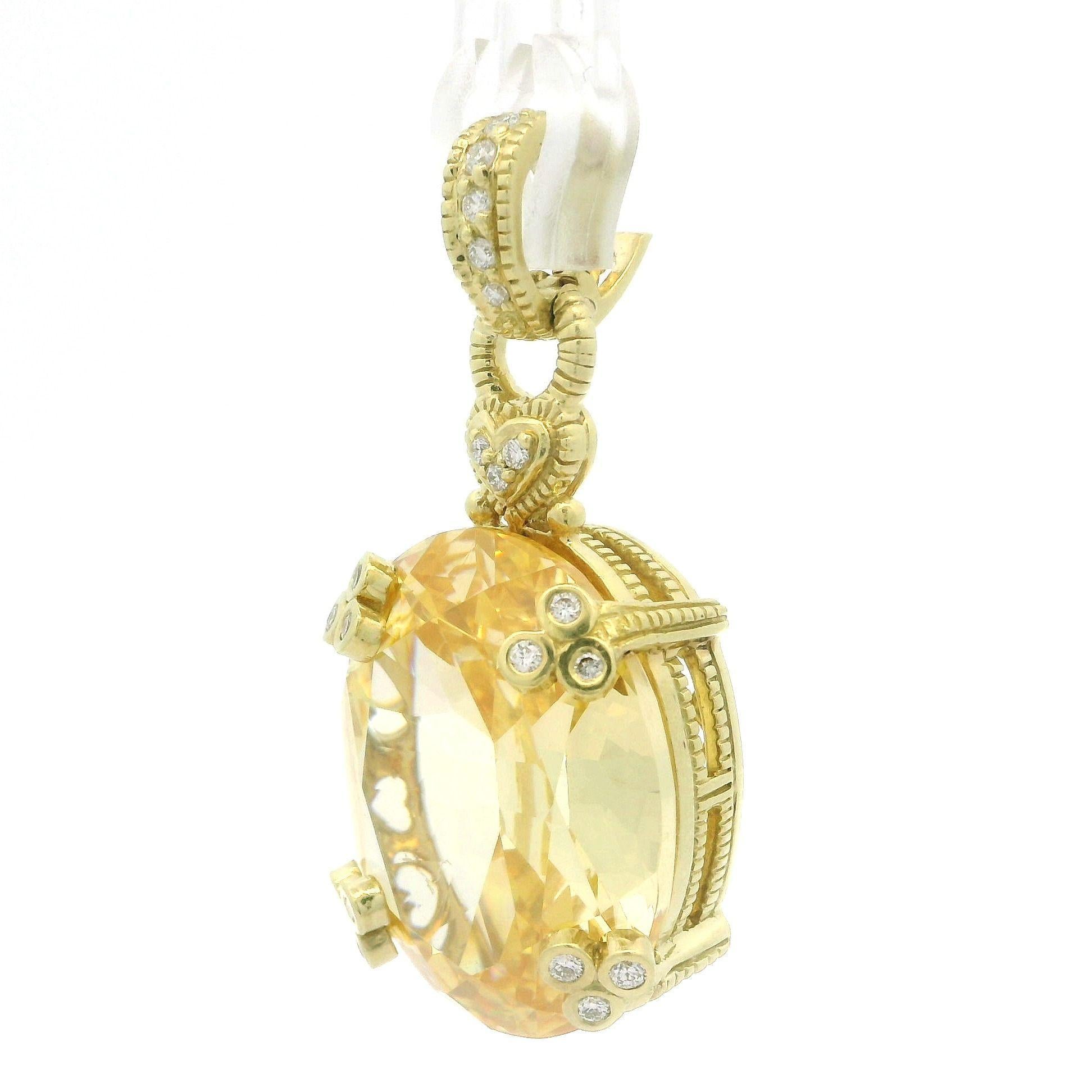 Judith Ripka Pendentif en or jaune 18 carats, cristal jaune canari et diamants en vente 9
