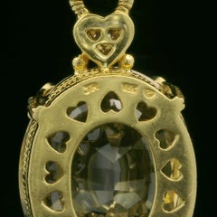 Judith Ripka 18k Yellow Gold Canary Yellow Crystal & Diamond Enhancer Pendant