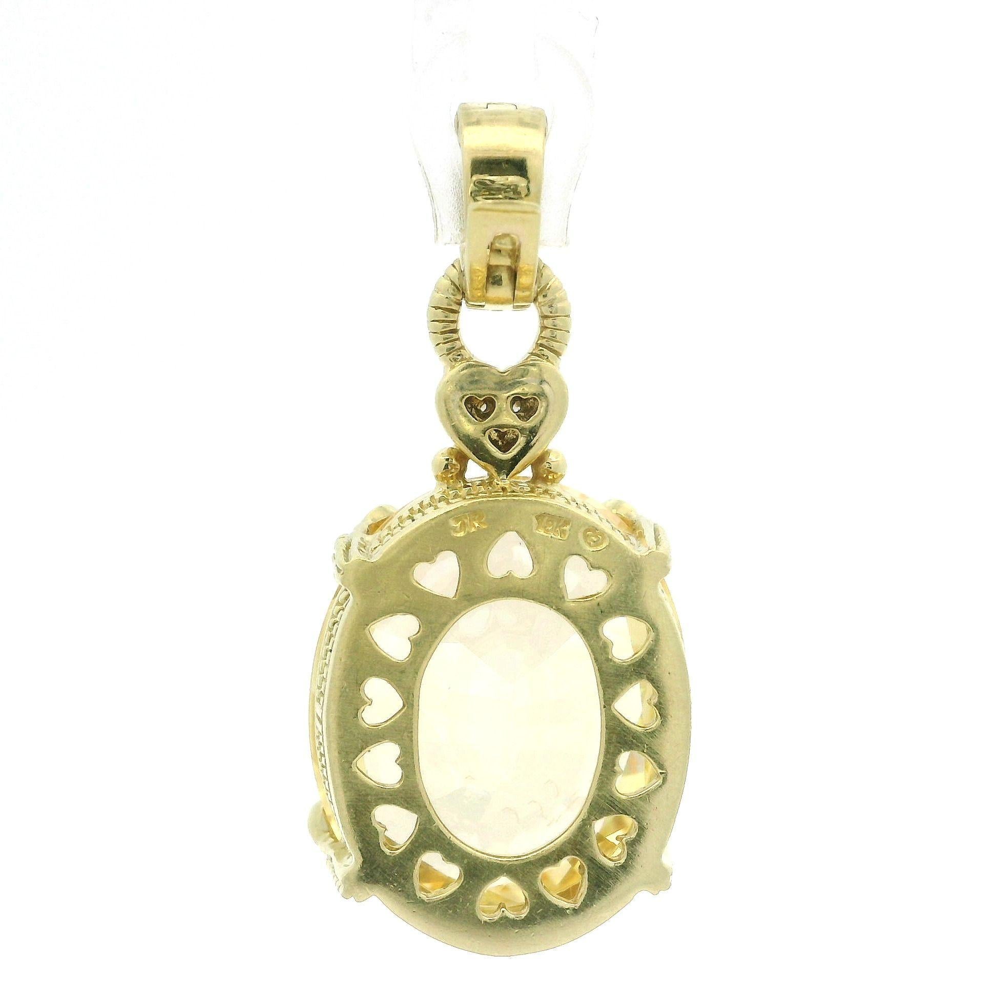Judith Ripka Pendentif en or jaune 18 carats, cristal jaune canari et diamants Pour femmes en vente