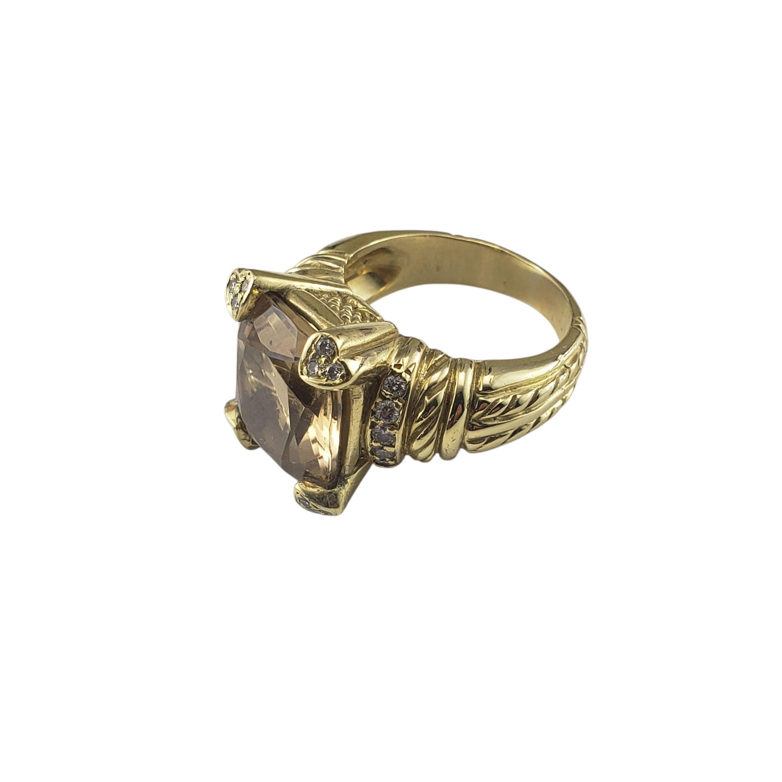 Judith Ripka 18K Gelbgold Citrin und Diamant-Ring Größe 7,25 #22940 (Kissenschliff) im Angebot