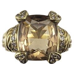 Judith Ripka 18K Yellow Gold Citrine and Diamond Ring Size 7.25 #22940