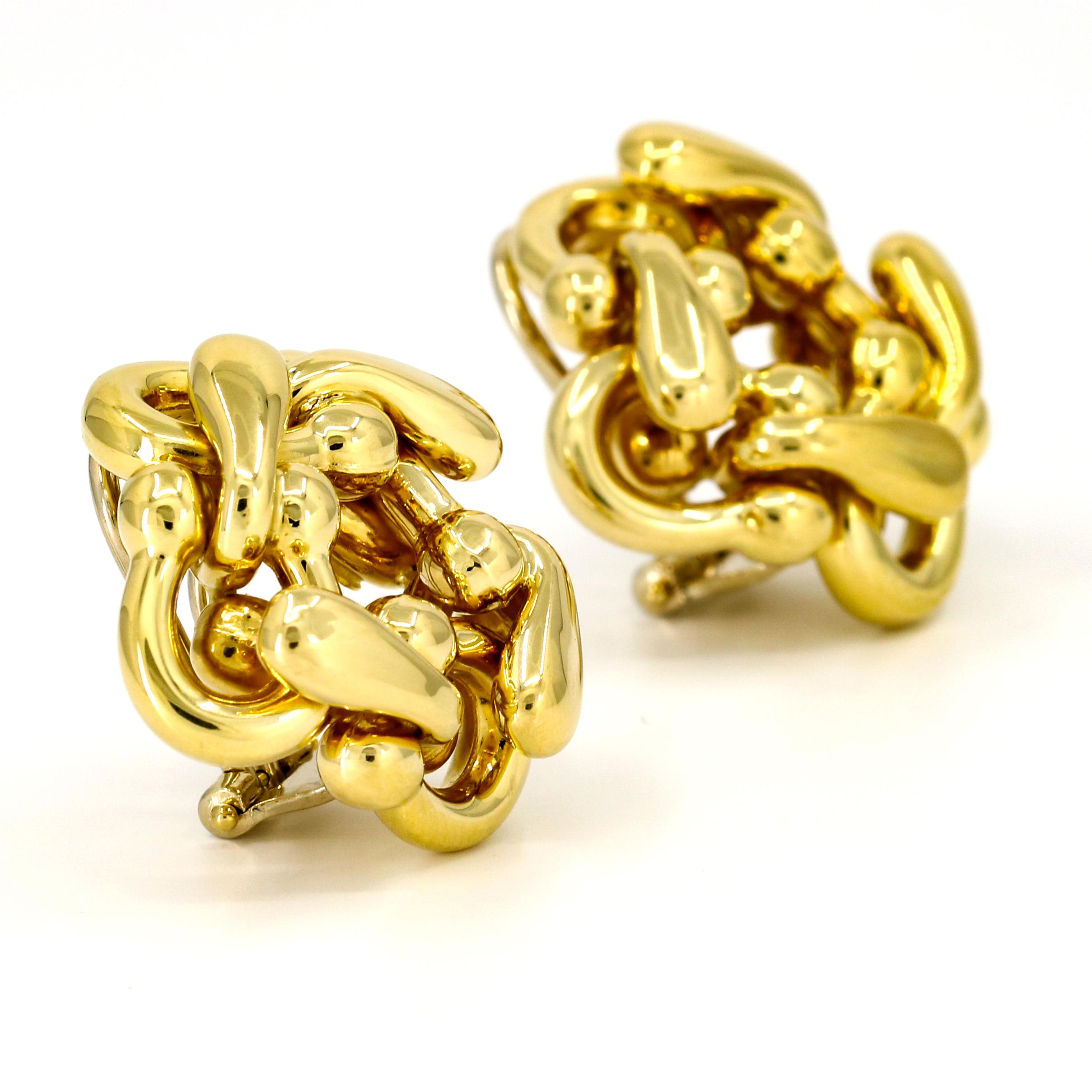 Contemporary Judith Ripka 18 Karat Yellow Gold Clip-On Earrings For Sale