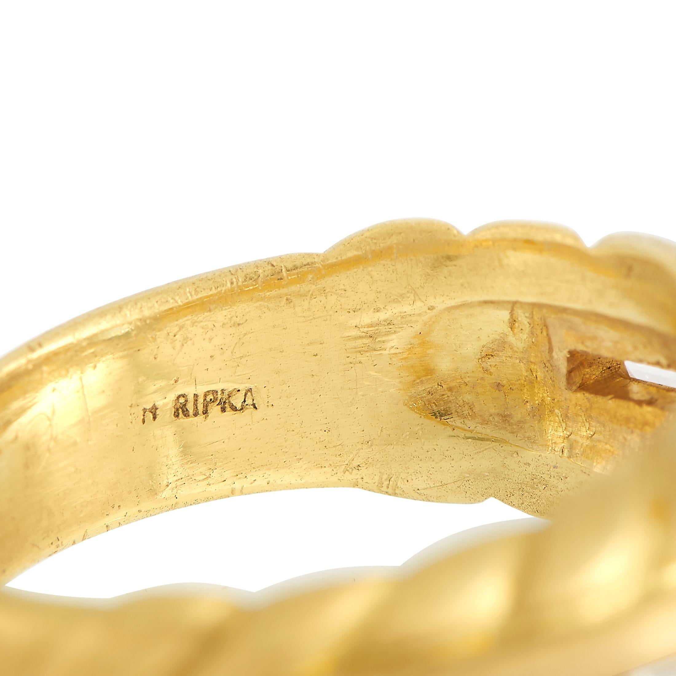 Judith Ripka Ring aus 18 Karat Gelbgold mit Diamant und Saphir im Zustand „Hervorragend“ im Angebot in Southampton, PA