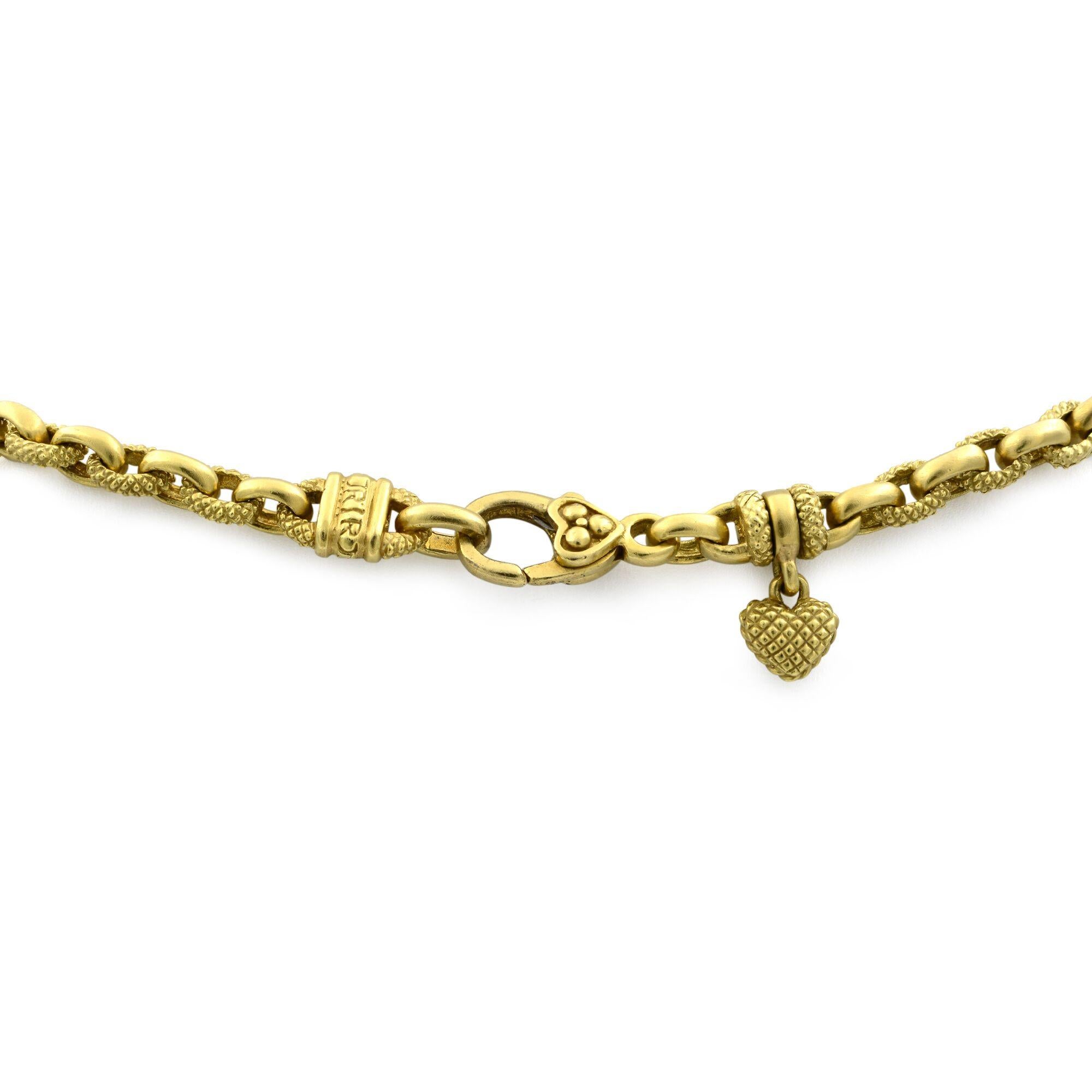 Round Cut Judith Ripka 18 Karat Yellow Gold Diamond Chain Link Necklace 0.09 Carat