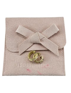 Judith Ripka 18K Yellow Gold Diamond Huggie Hoop Earrings w/Pouch 24584